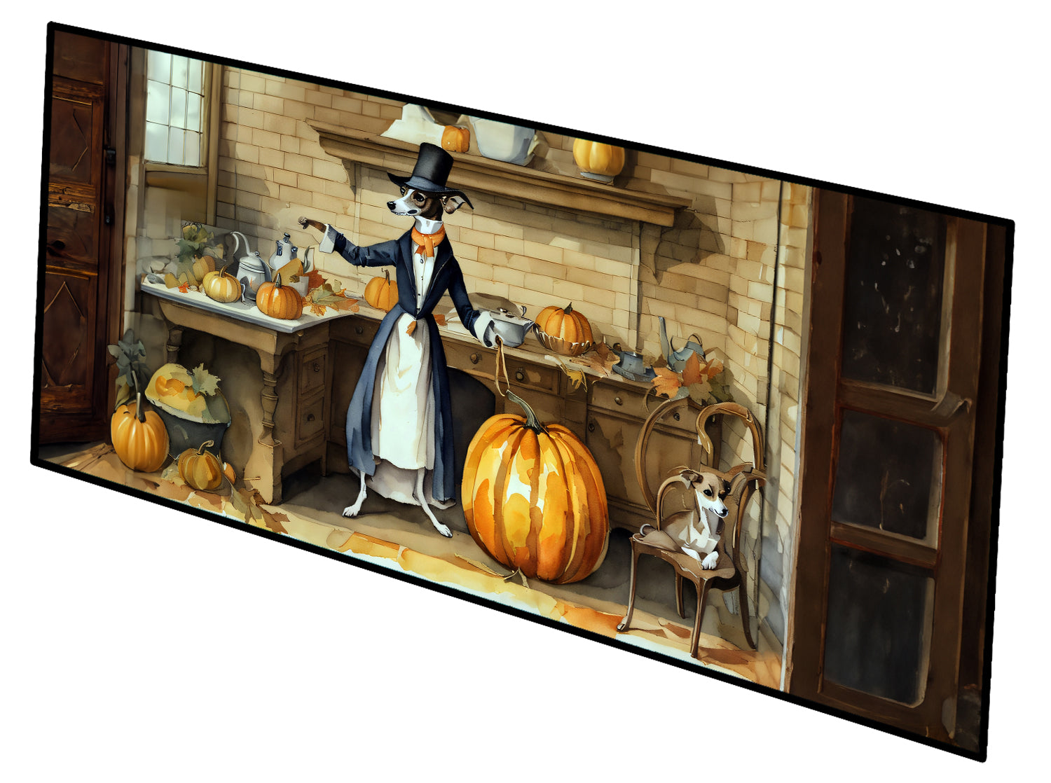 Buy this Italian Greyhound Fall Kitchen Pumpkins Runner Mat 28x58