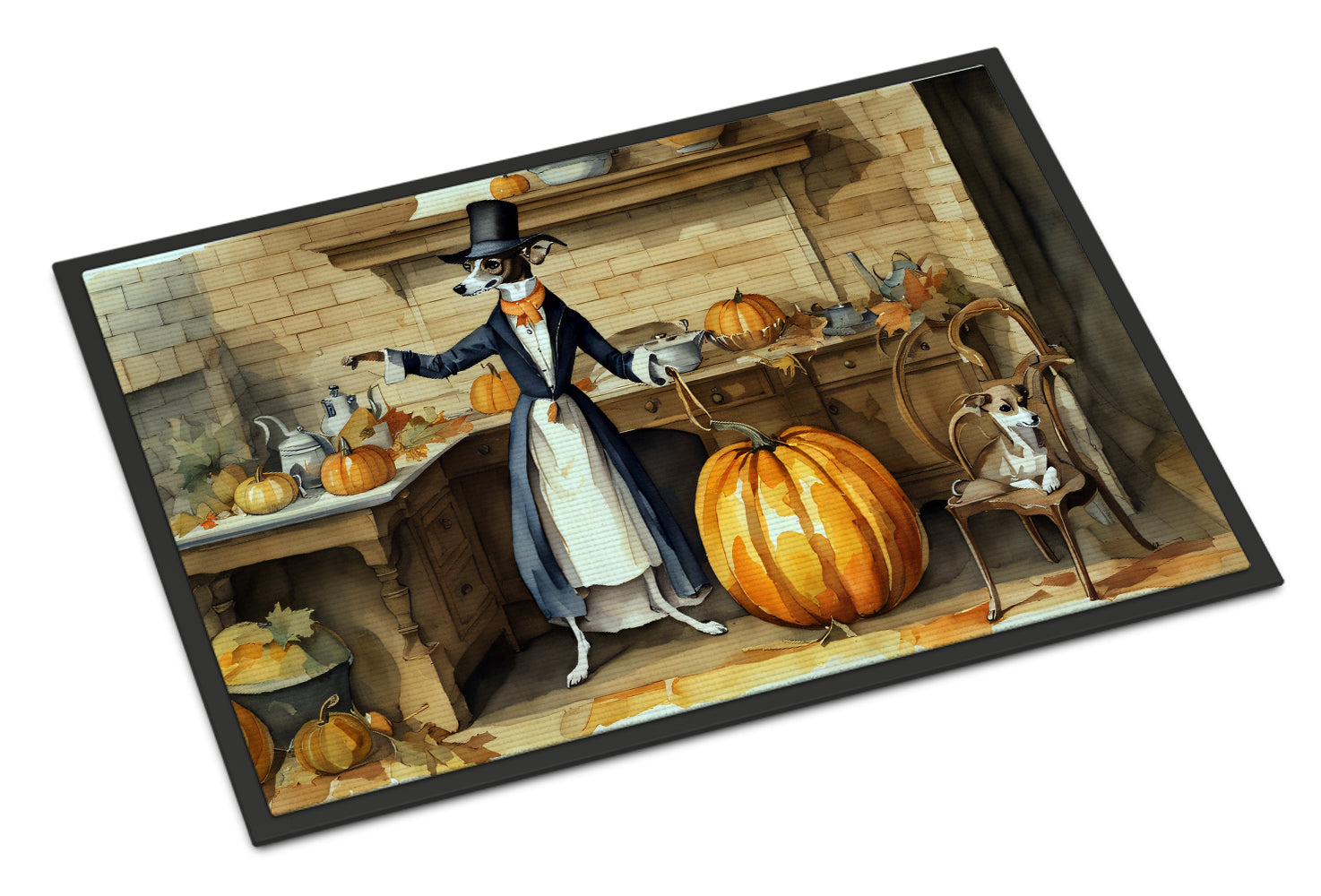 Buy this Italian Greyhound Fall Kitchen Pumpkins Indoor or Outdoor Mat 24x36