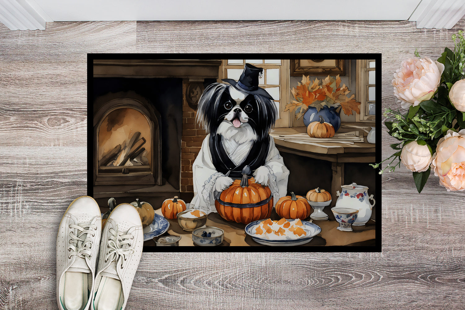 Buy this Japanese Chin Fall Kitchen Pumpkins Doormat 18x27