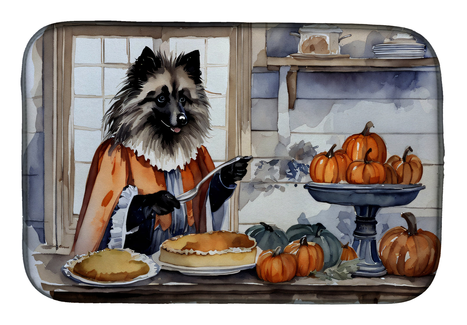 Buy this Keeshond Fall Kitchen Pumpkins Dish Drying Mat