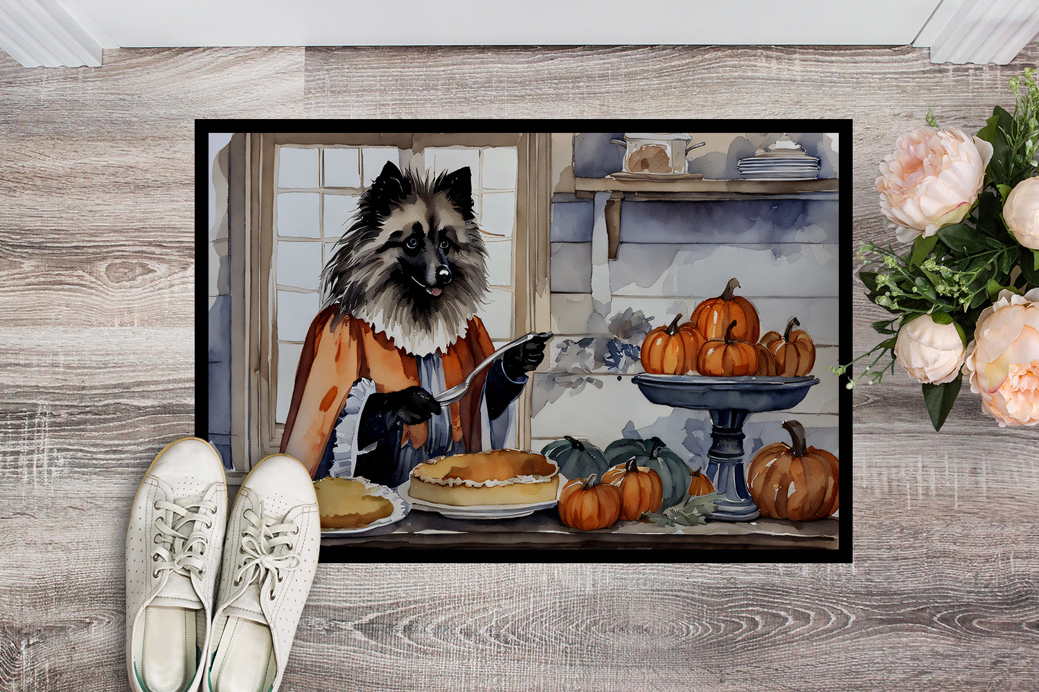 Buy this Keeshond Fall Kitchen Pumpkins Doormat 18x27