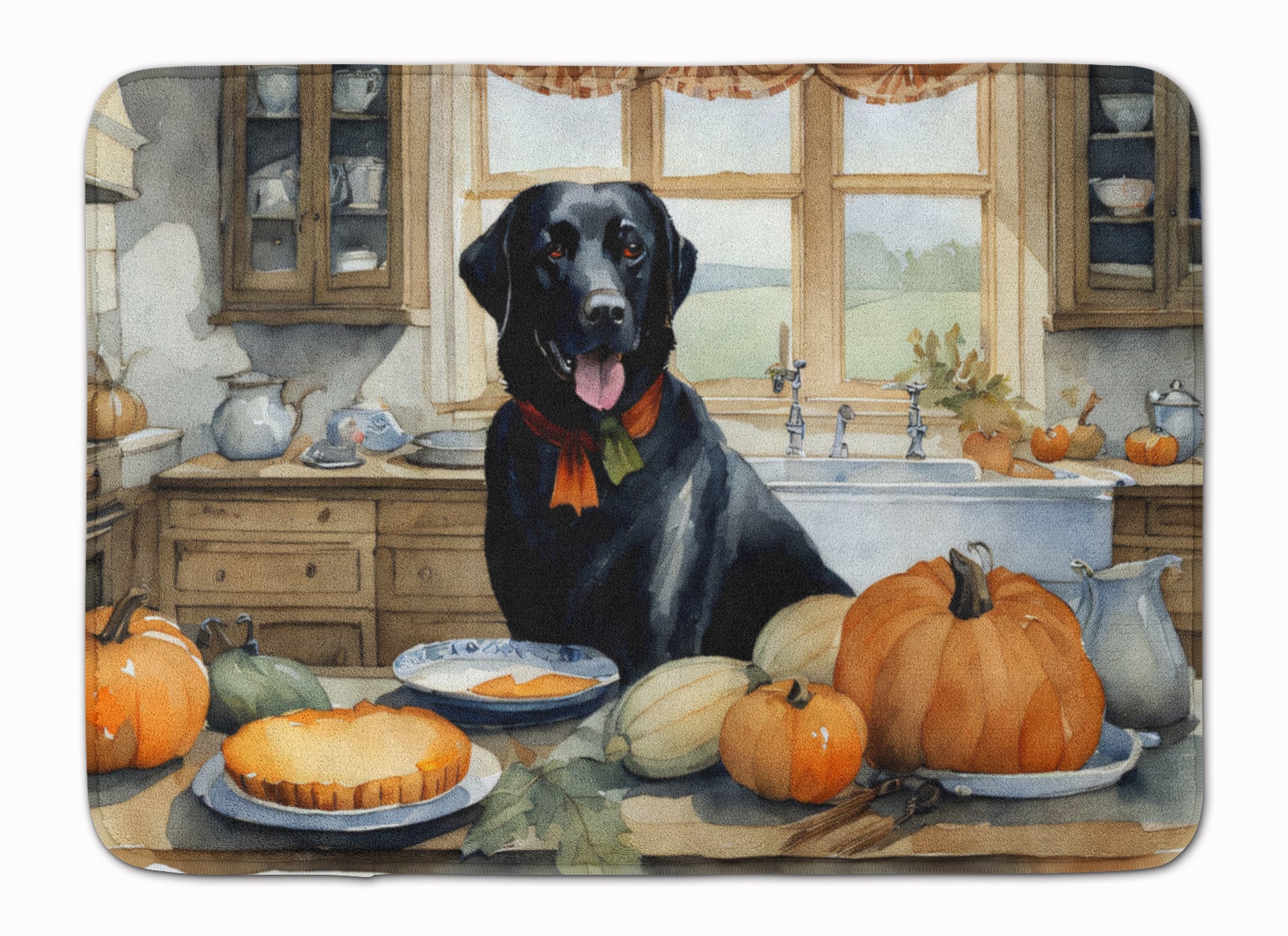 Buy this Black Lab Fall Kitchen Pumpkins Memory Foam Kitchen Mat