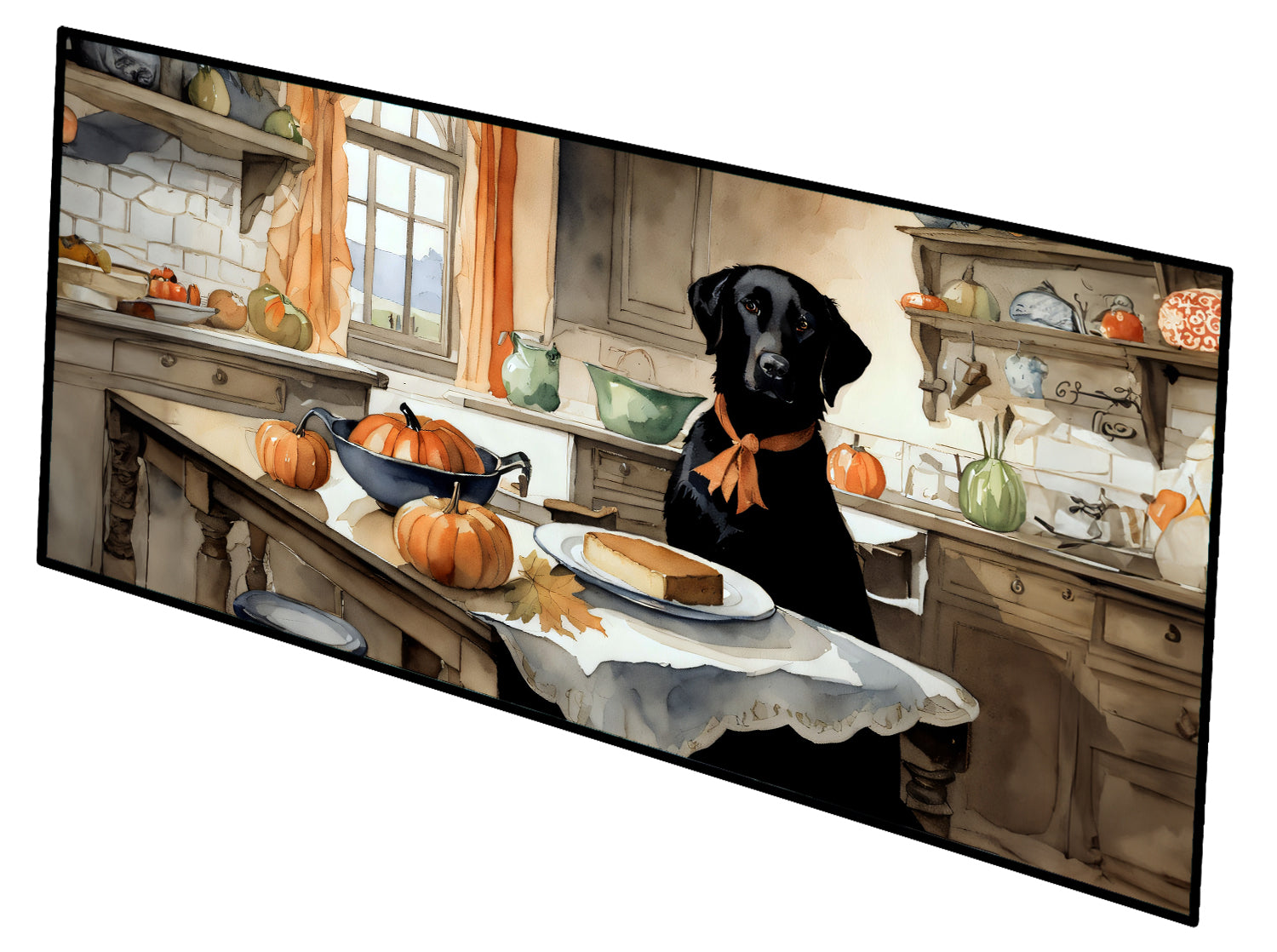 Buy this Black Lab Fall Kitchen Pumpkins Runner Mat 28x58