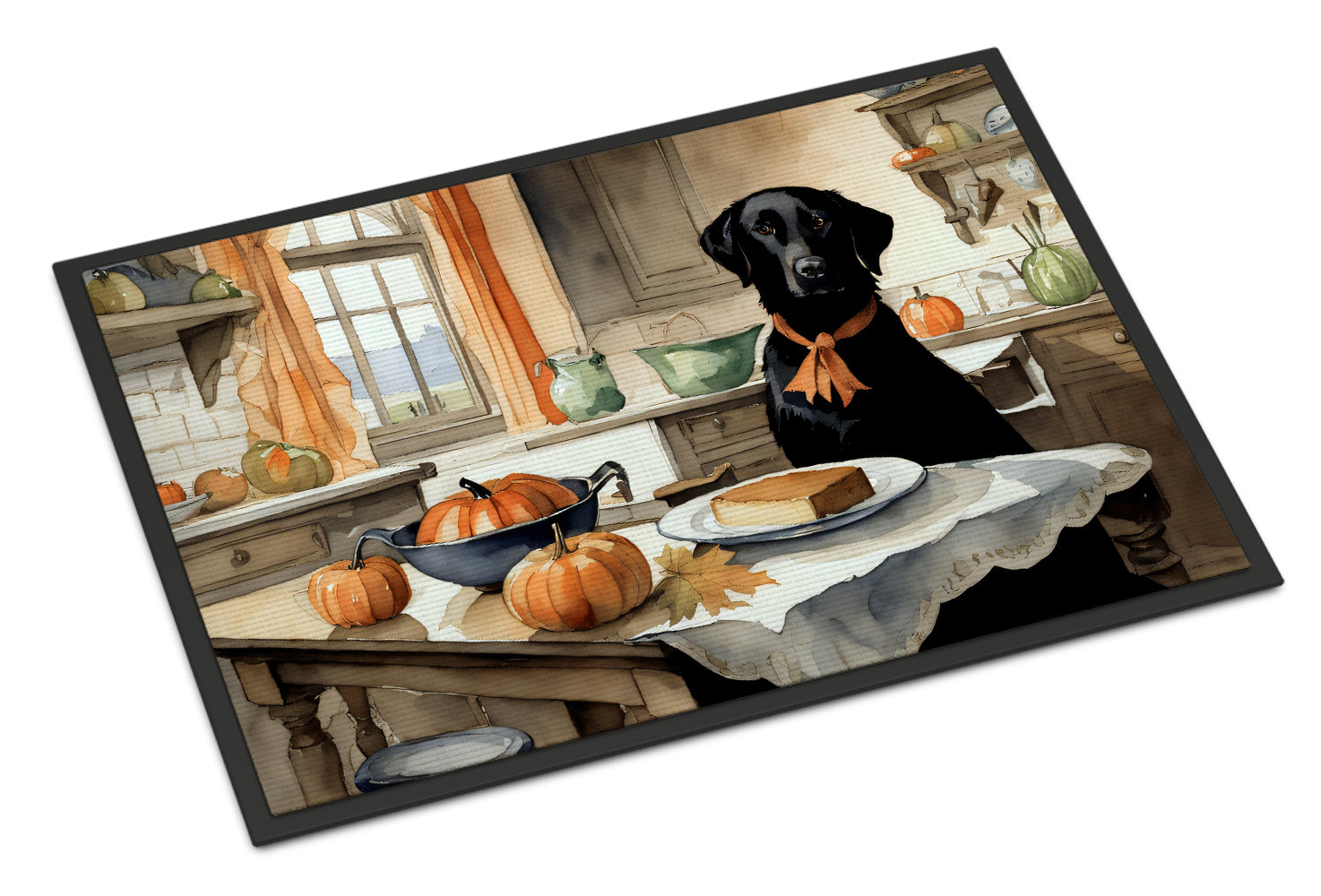 Buy this Black Lab Fall Kitchen Pumpkins Doormat 18x27