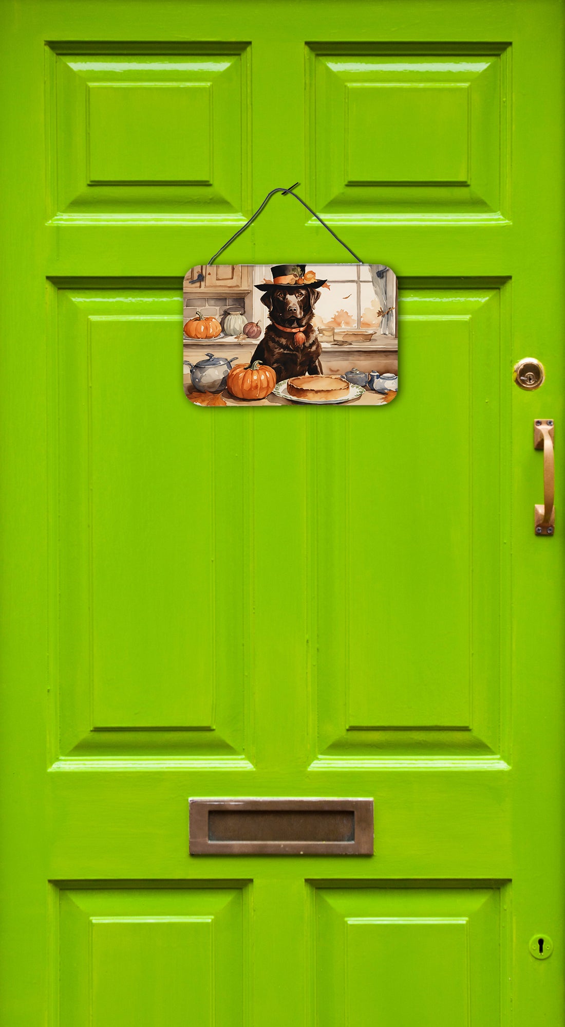 Buy this Chocolate Lab Fall Kitchen Pumpkins Wall or Door Hanging Prints