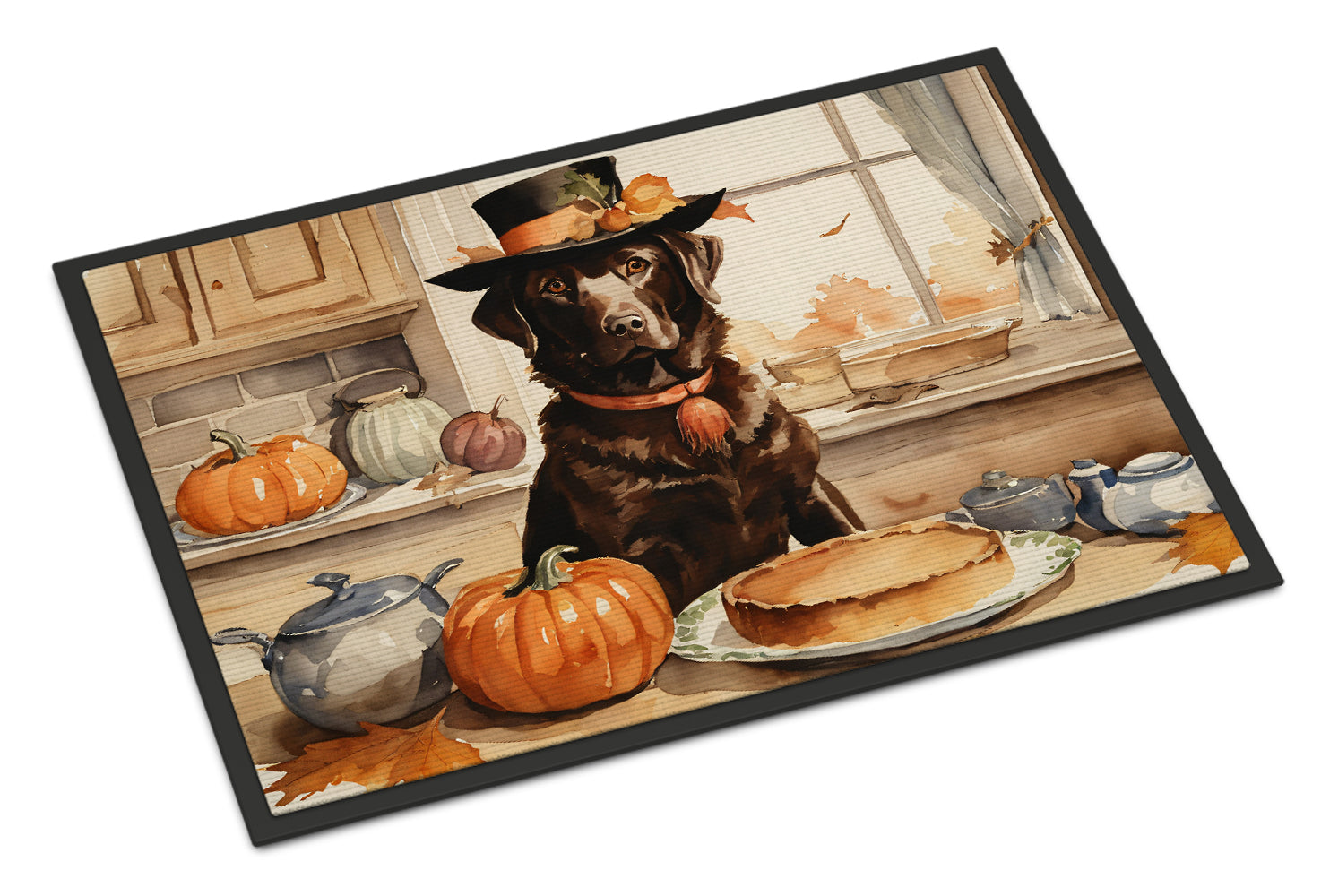 Buy this Chocolate Lab Fall Kitchen Pumpkins Indoor or Outdoor Mat 24x36