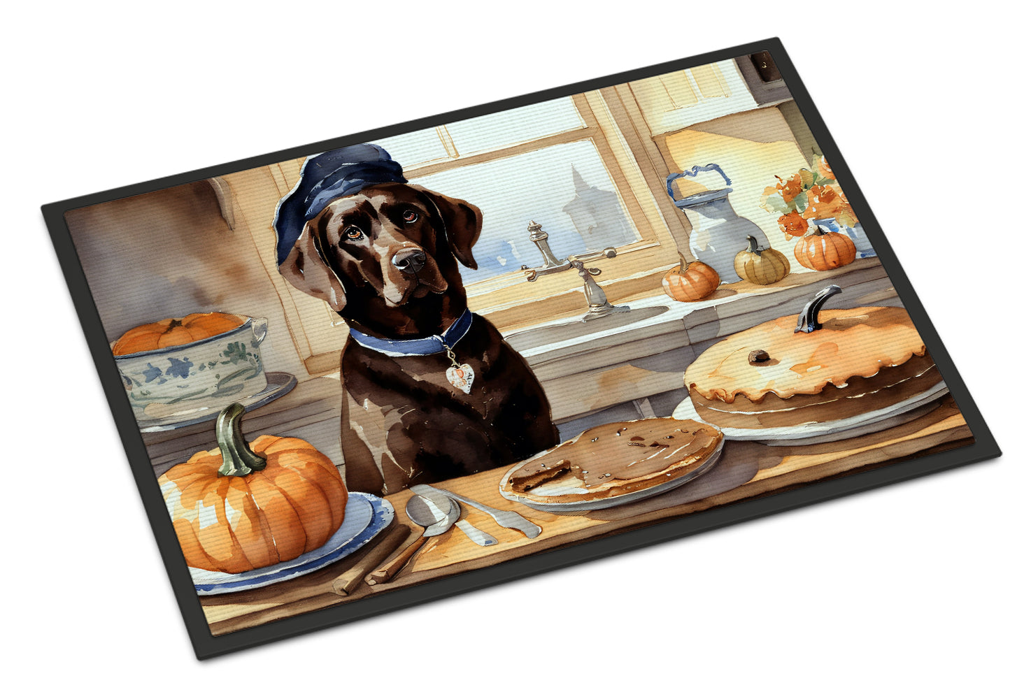 Buy this Chocolate Lab Fall Kitchen Pumpkins Doormat 18x27