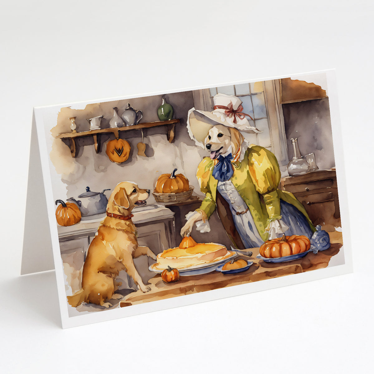 Buy this Yellow Lab Fall Kitchen Pumpkins Greeting Cards and Envelopes Pack of 8