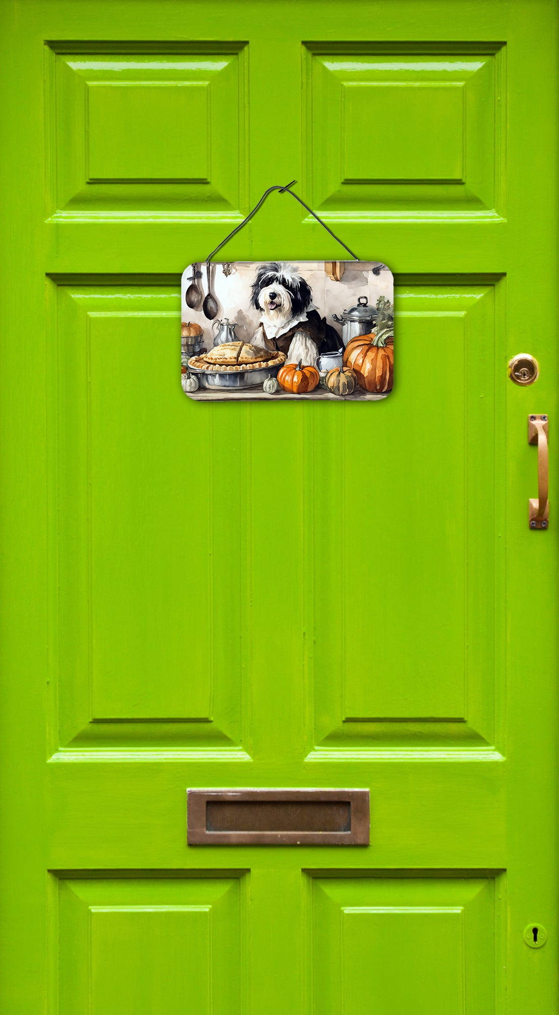 Old English Sheepdog Fall Kitchen Pumpkins Wall or Door Hanging Prints  the-store.com.