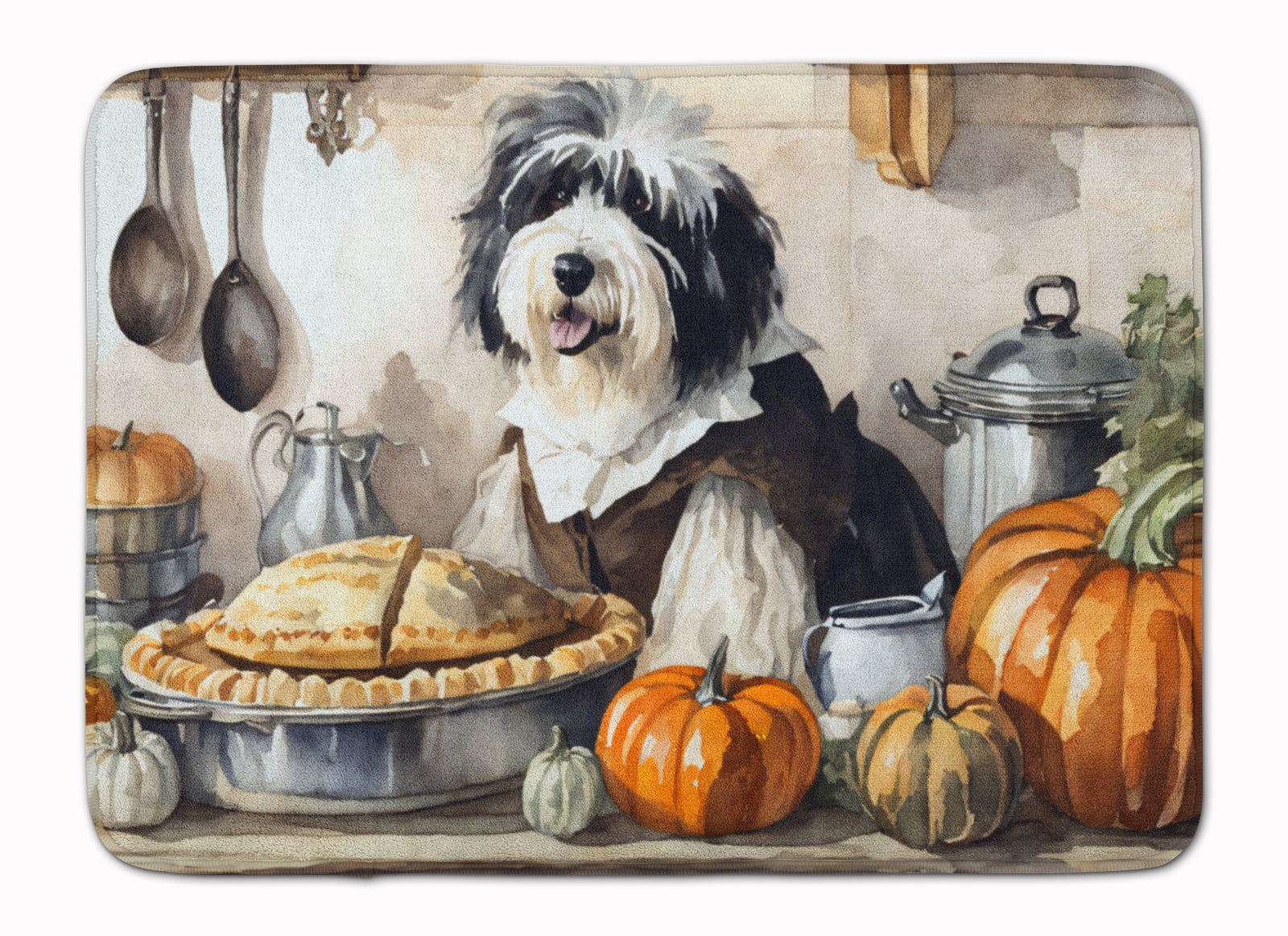 Buy this Old English Sheepdog Fall Kitchen Pumpkins Memory Foam Kitchen Mat