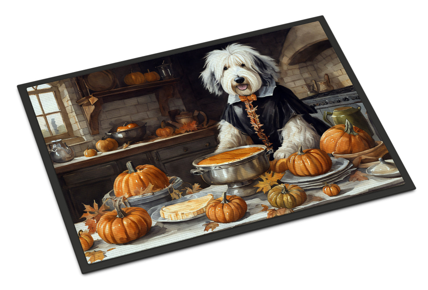 Buy this Old English Sheepdog Fall Kitchen Pumpkins Indoor or Outdoor Mat 24x36