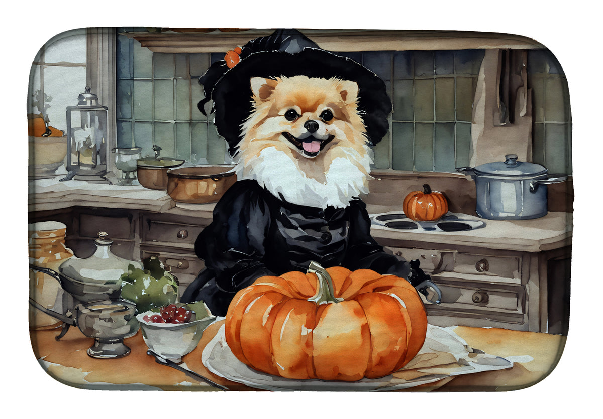 Buy this Pomeranian Fall Kitchen Pumpkins Dish Drying Mat