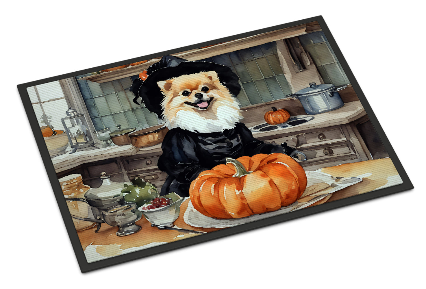 Buy this Pomeranian Fall Kitchen Pumpkins Indoor or Outdoor Mat 24x36