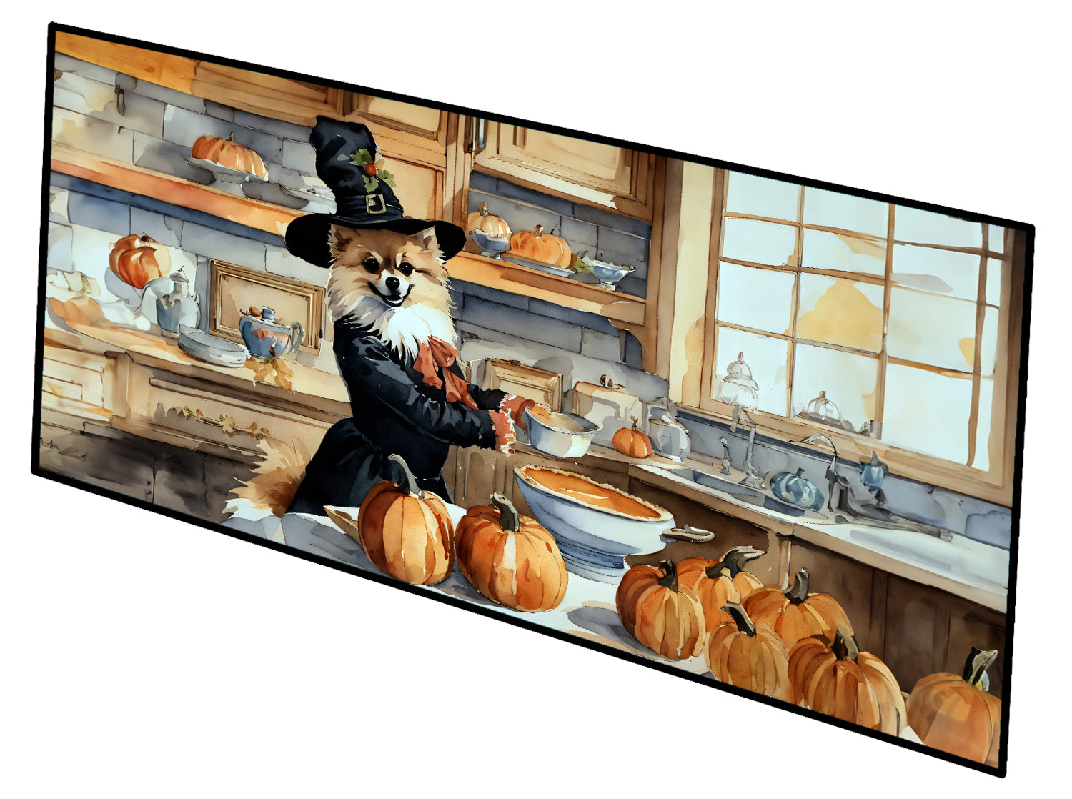 Buy this Pomeranian Fall Kitchen Pumpkins Runner Mat 28x58