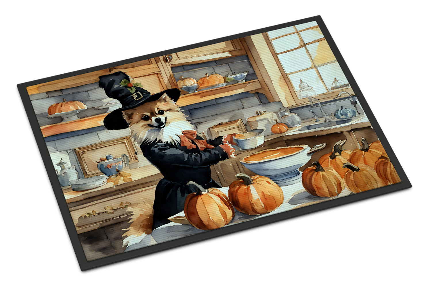 Buy this Pomeranian Fall Kitchen Pumpkins Indoor or Outdoor Mat 24x36