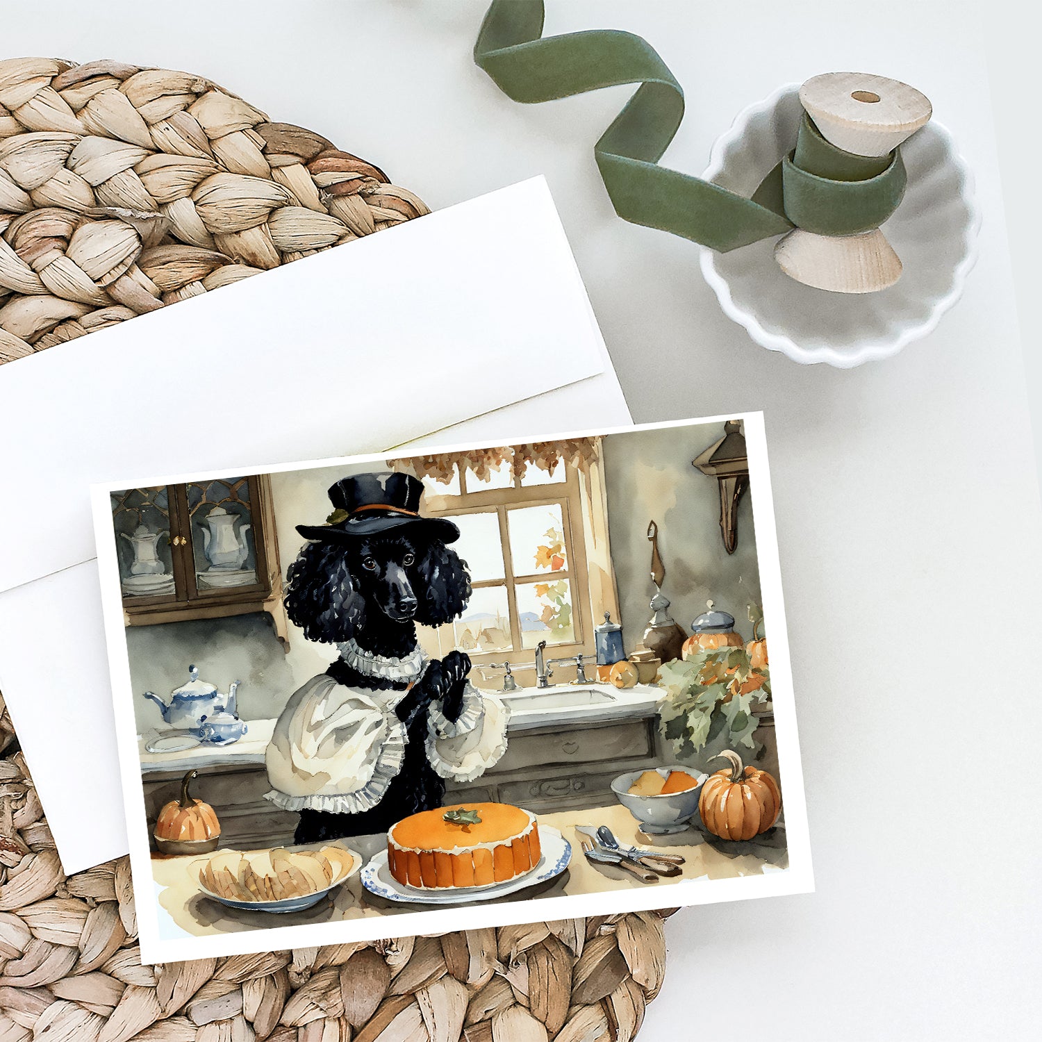 Buy this Poodle Fall Kitchen Pumpkins Greeting Cards and Envelopes Pack of 8