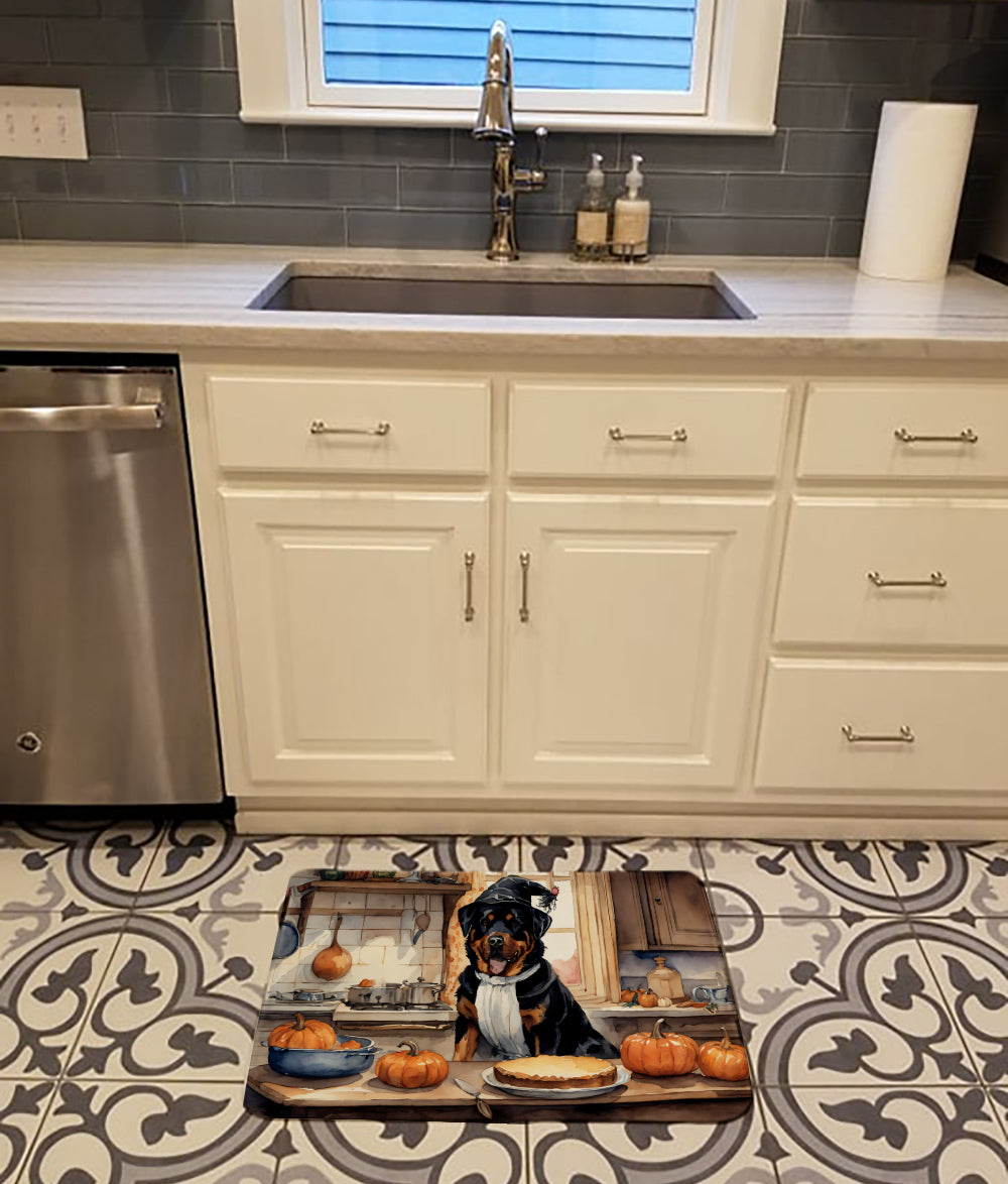 Buy this Rottweiler Fall Kitchen Pumpkins Memory Foam Kitchen Mat