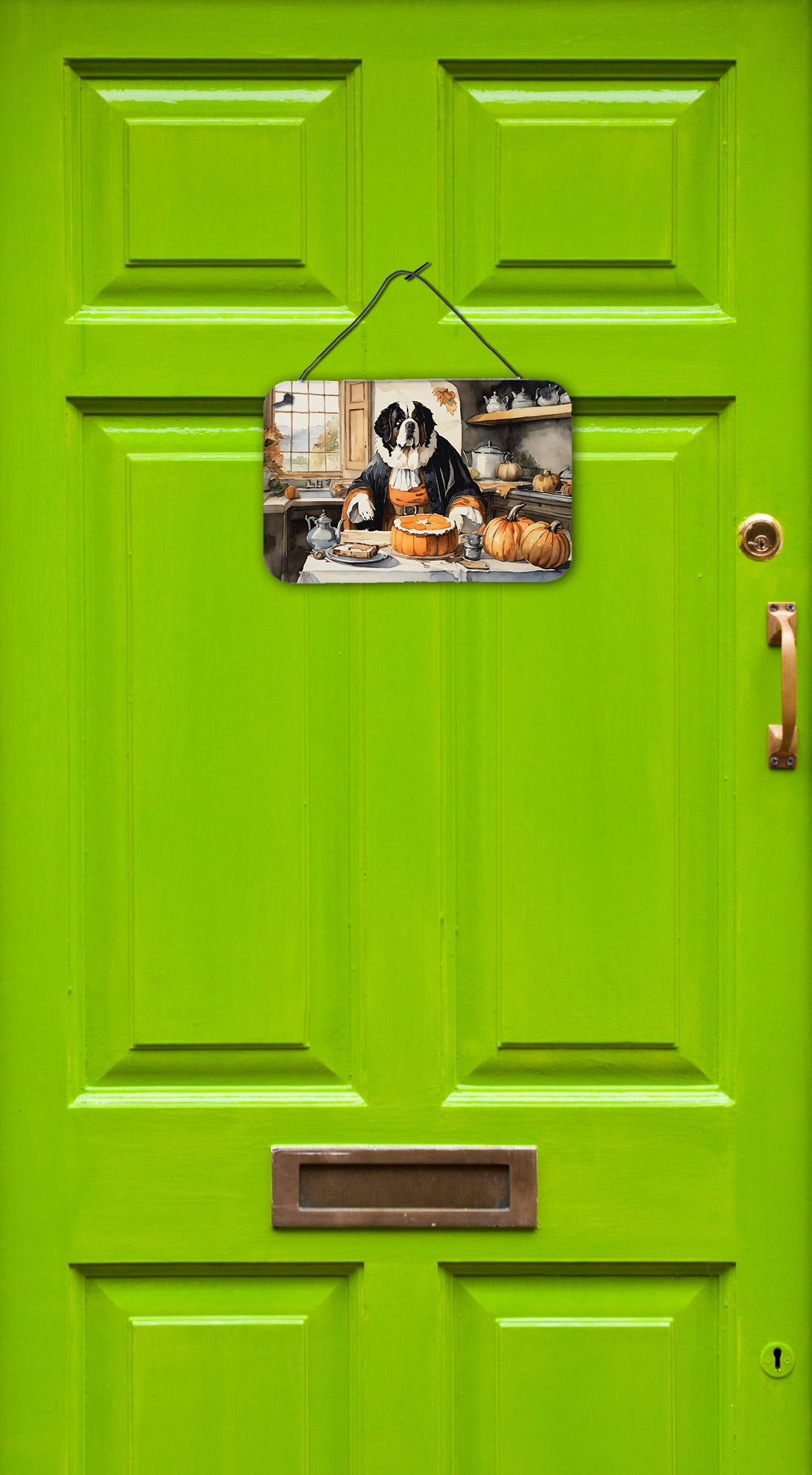 Saint Bernard Fall Kitchen Pumpkins Wall or Door Hanging Prints