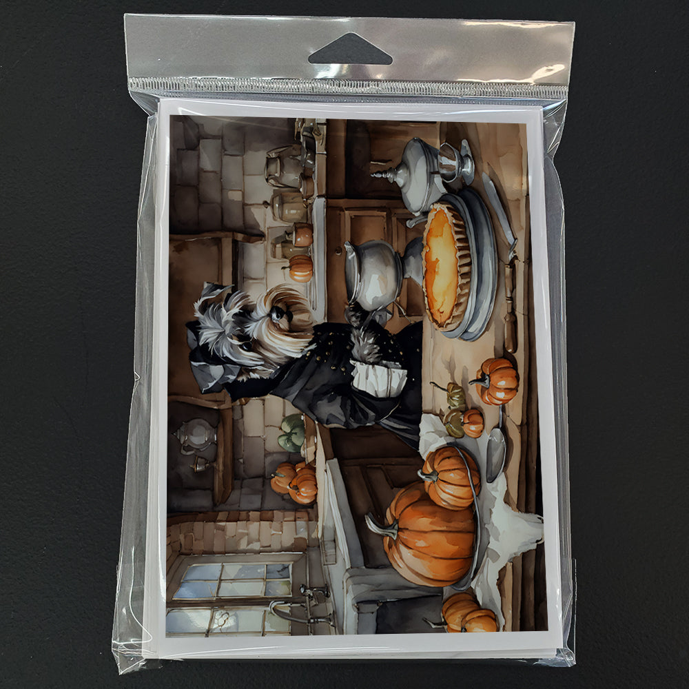 Schnauzer Fall Kitchen Pumpkins Greeting Cards and Envelopes Pack of 8  the-store.com.