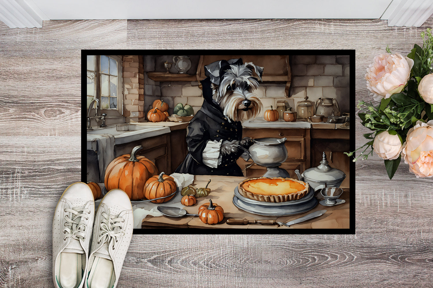 Buy this Schnauzer Fall Kitchen Pumpkins Indoor or Outdoor Mat 24x36