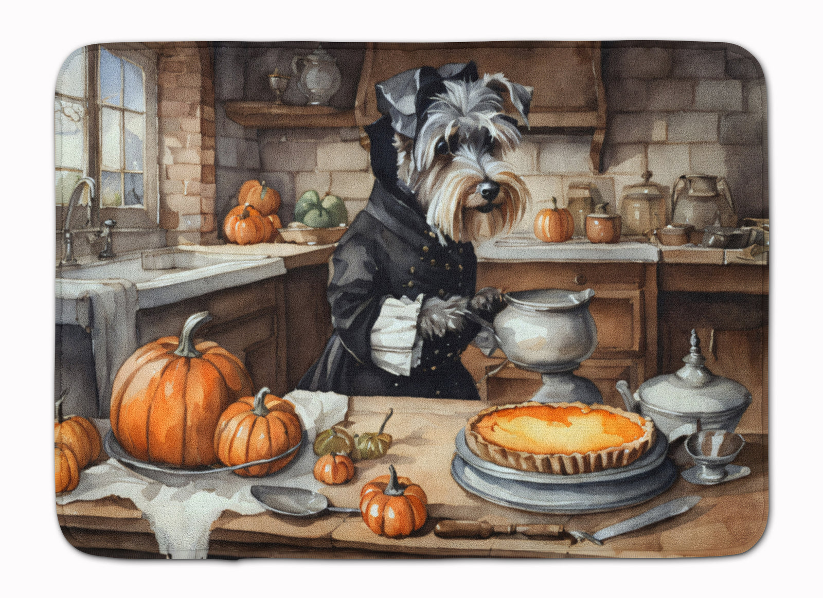 Buy this Schnauzer Fall Kitchen Pumpkins Memory Foam Kitchen Mat