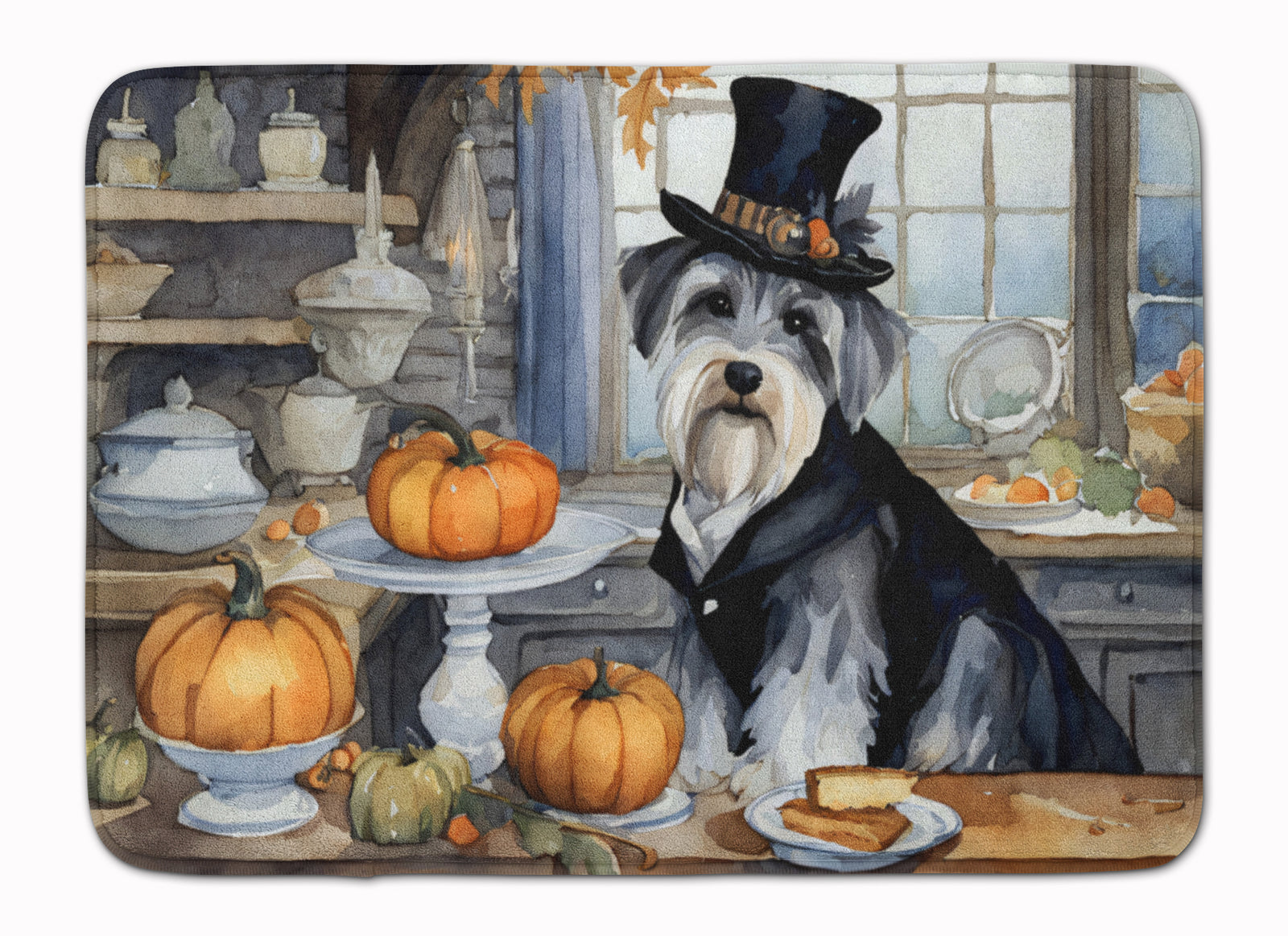 Buy this Schnauzer Fall Kitchen Pumpkins Memory Foam Kitchen Mat