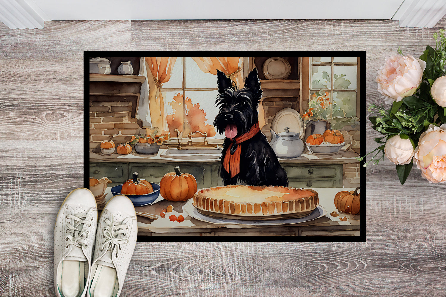 Buy this Scottish Terrier Fall Kitchen Pumpkins Indoor or Outdoor Mat 24x36