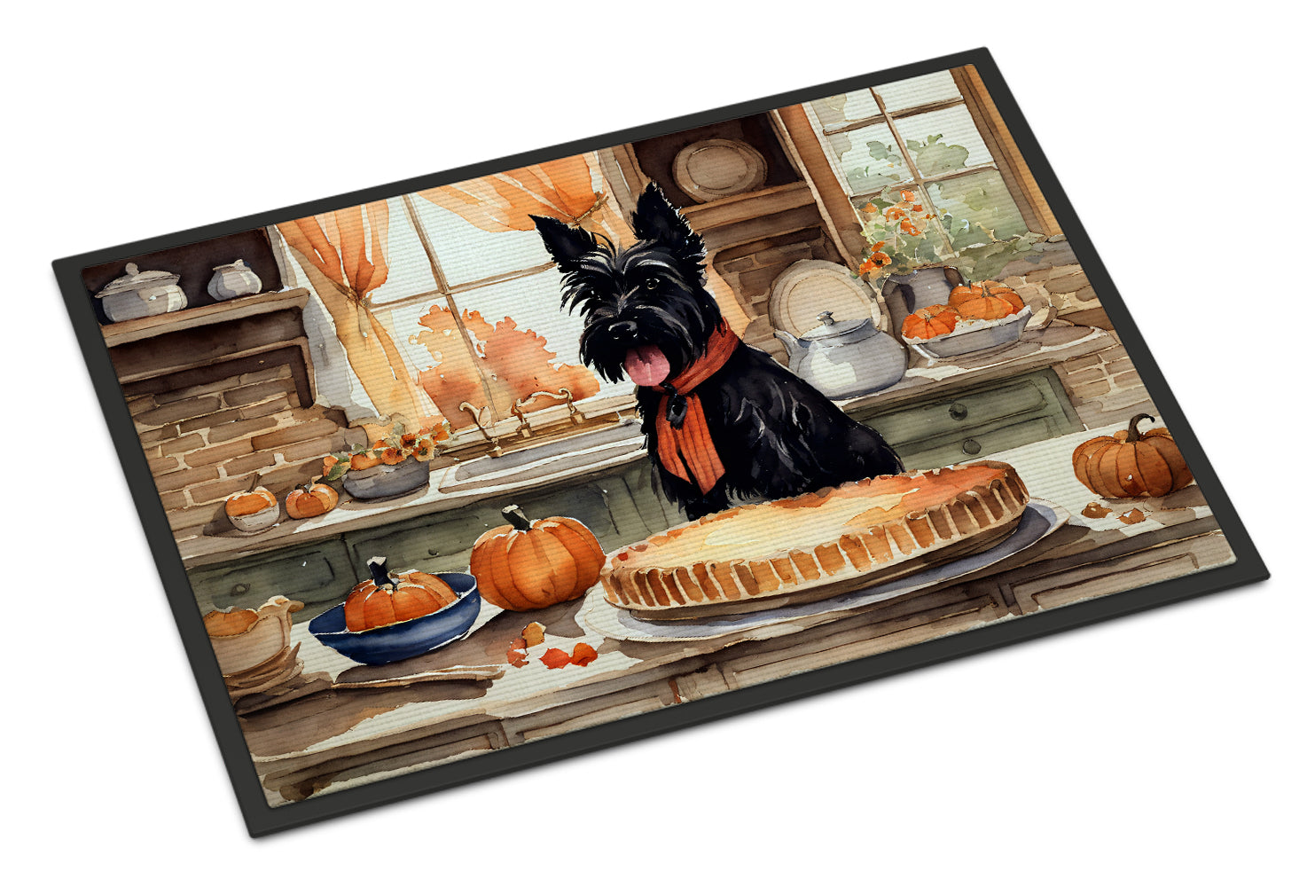 Buy this Scottish Terrier Fall Kitchen Pumpkins Doormat 18x27