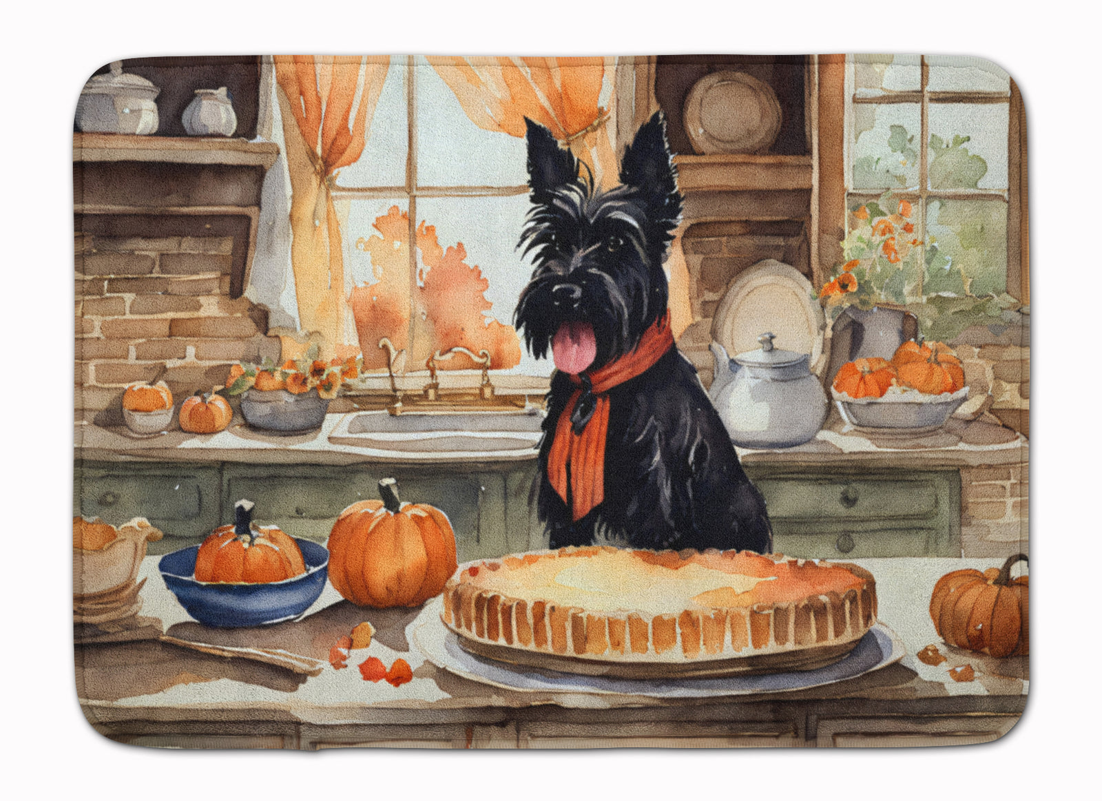 Buy this Scottish Terrier Fall Kitchen Pumpkins Memory Foam Kitchen Mat