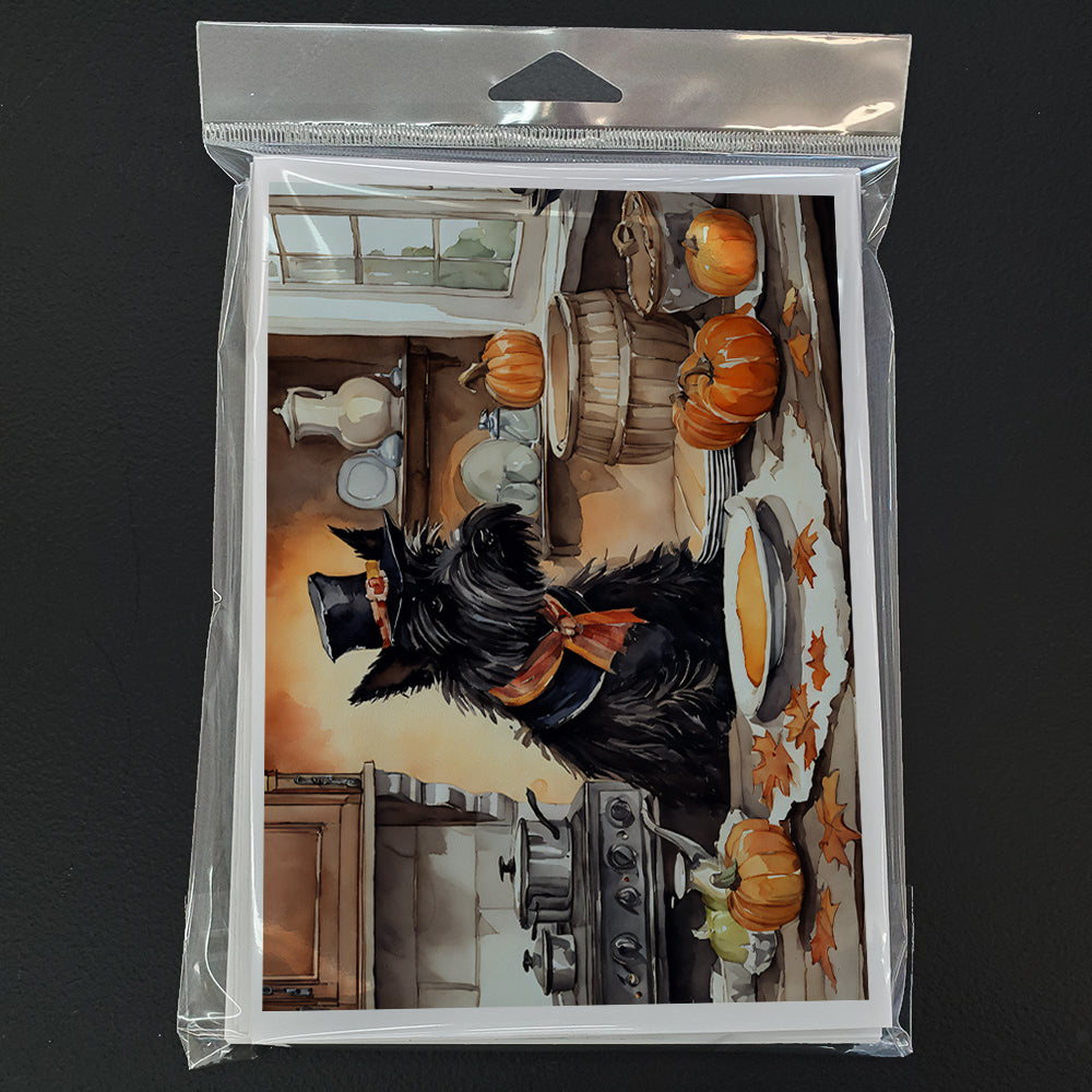 Scottish Terrier Fall Kitchen Pumpkins Greeting Cards and Envelopes Pack of 8  the-store.com.