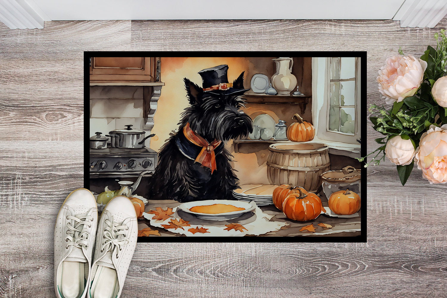 Buy this Scottish Terrier Fall Kitchen Pumpkins Indoor or Outdoor Mat 24x36