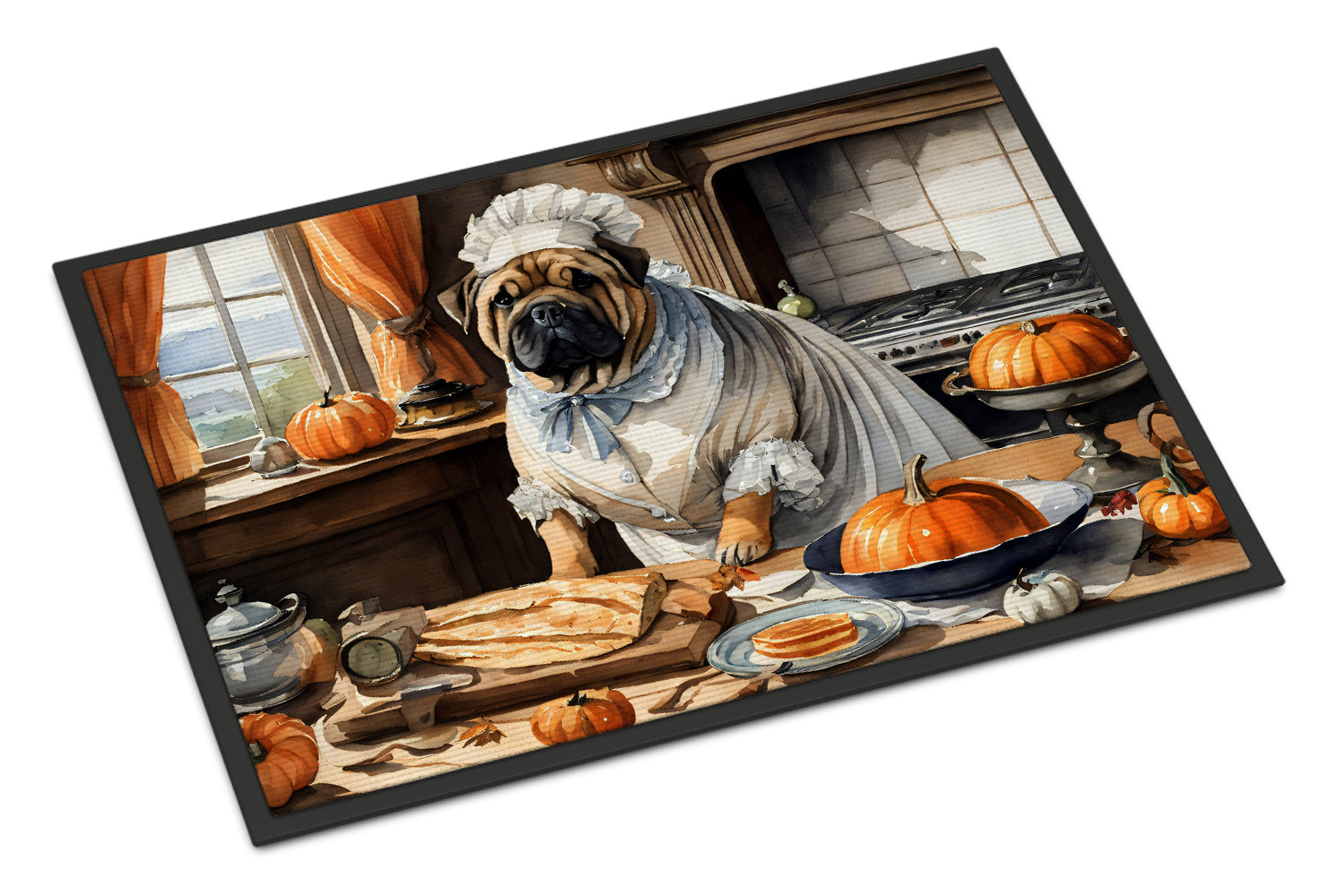 Buy this Shar Pei Fall Kitchen Pumpkins Indoor or Outdoor Mat 24x36