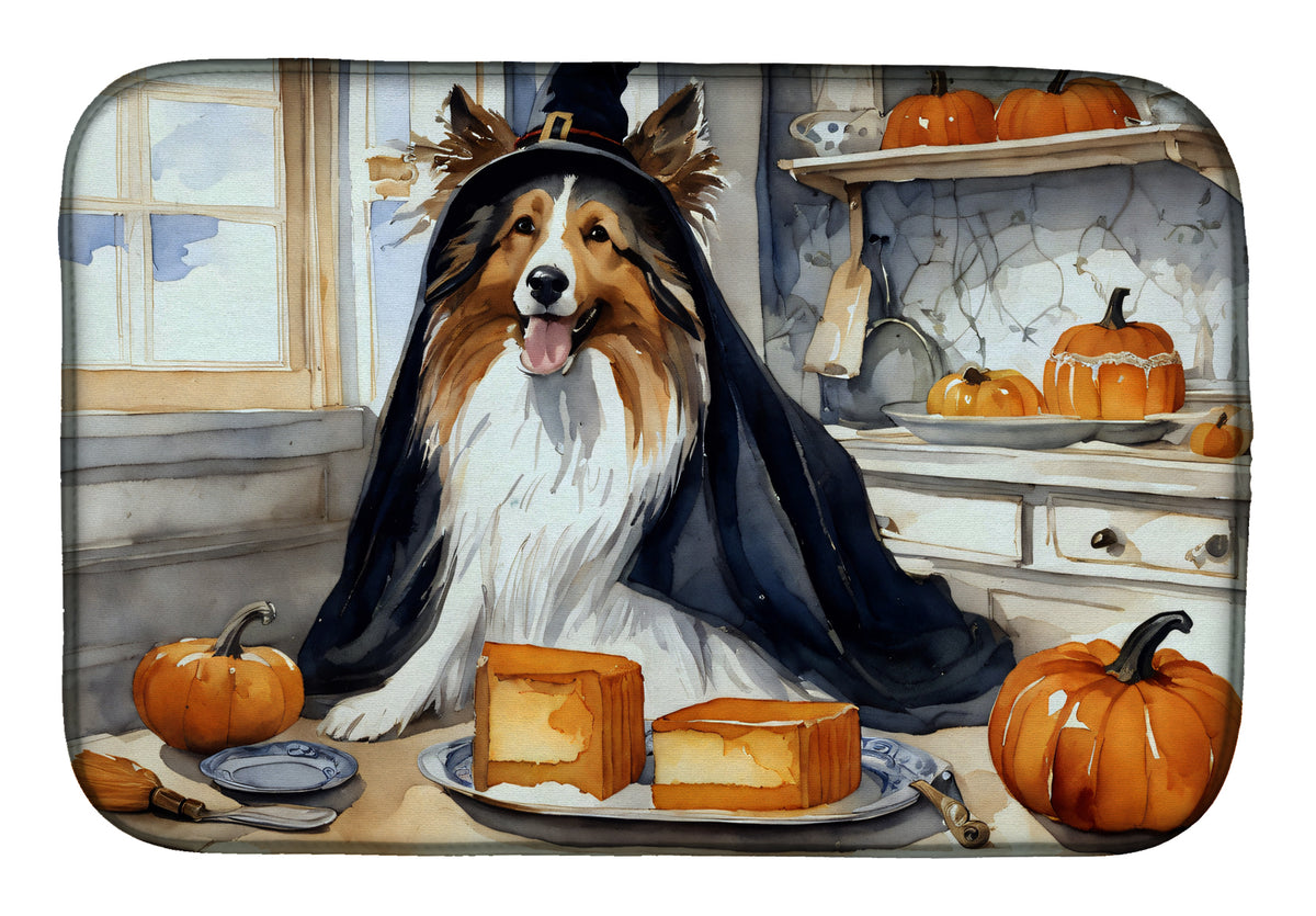 Buy this Sheltie Fall Kitchen Pumpkins Dish Drying Mat