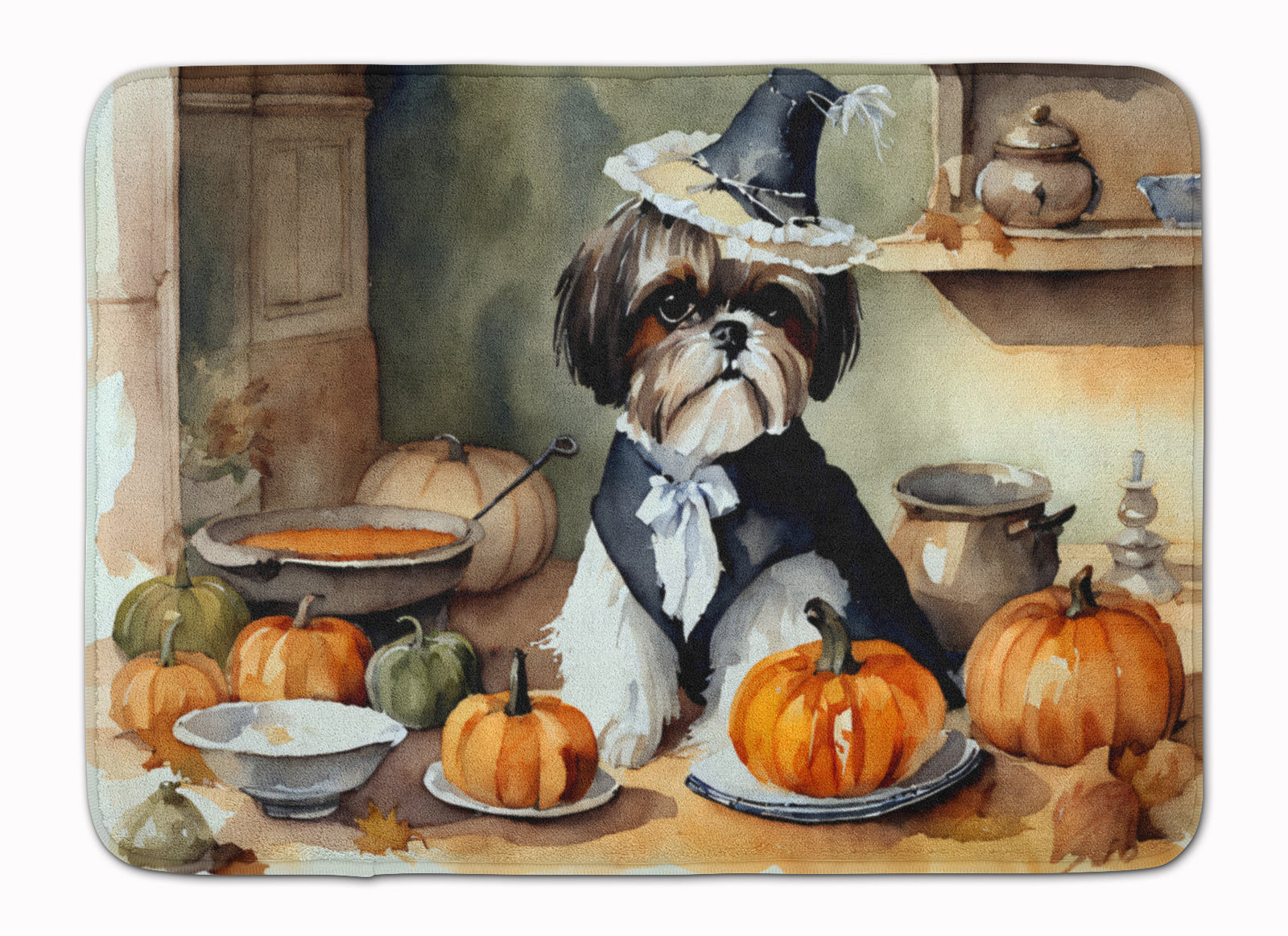 Buy this Shih Tzu Fall Kitchen Pumpkins Memory Foam Kitchen Mat