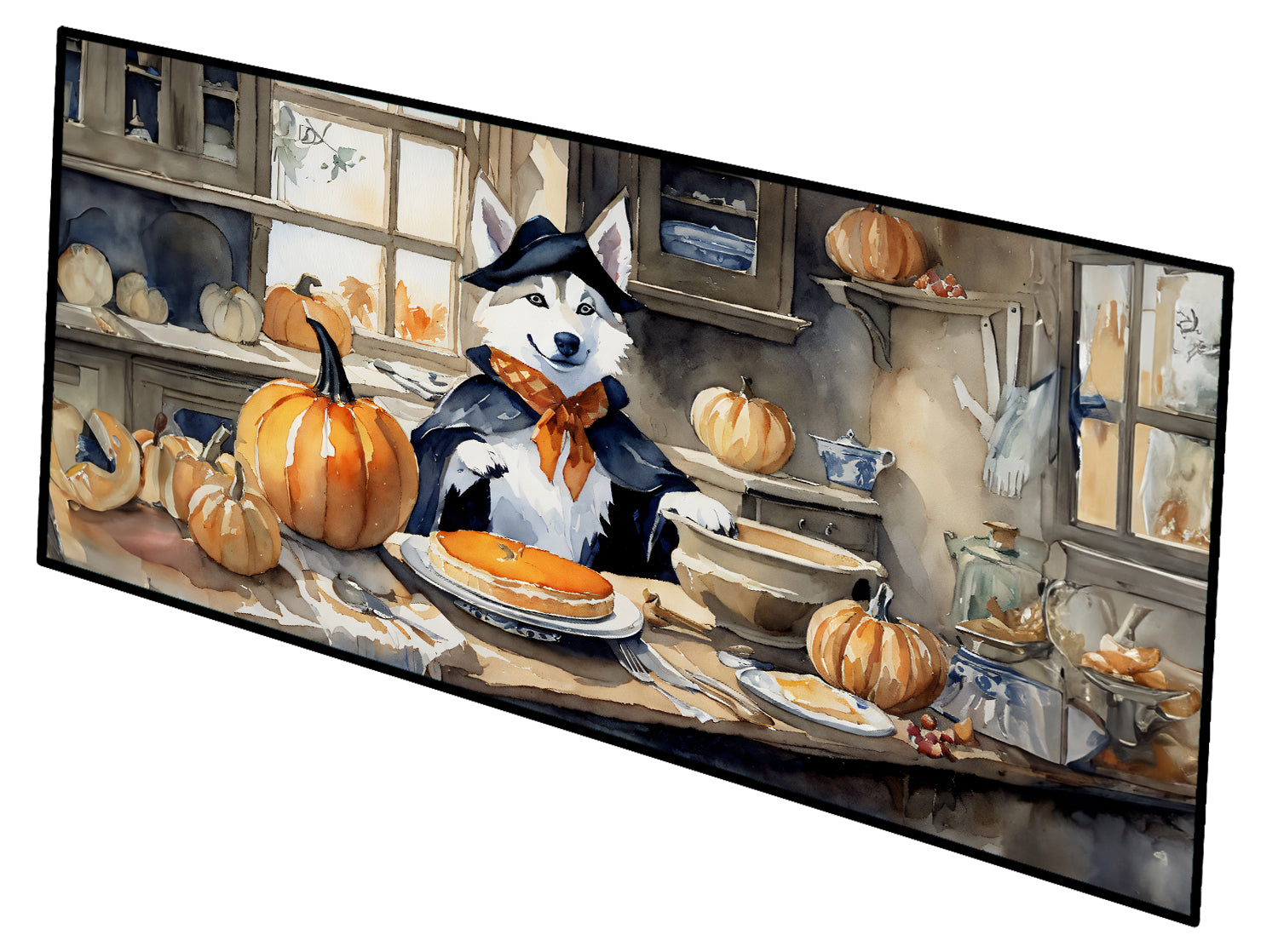 Buy this Siberian Husky Fall Kitchen Pumpkins Runner Mat 28x58