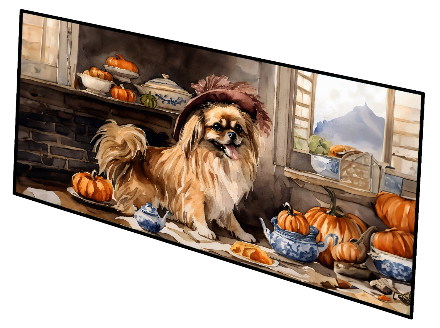 Buy this Tibetan Spaniel Fall Kitchen Pumpkins Runner Mat 28x58