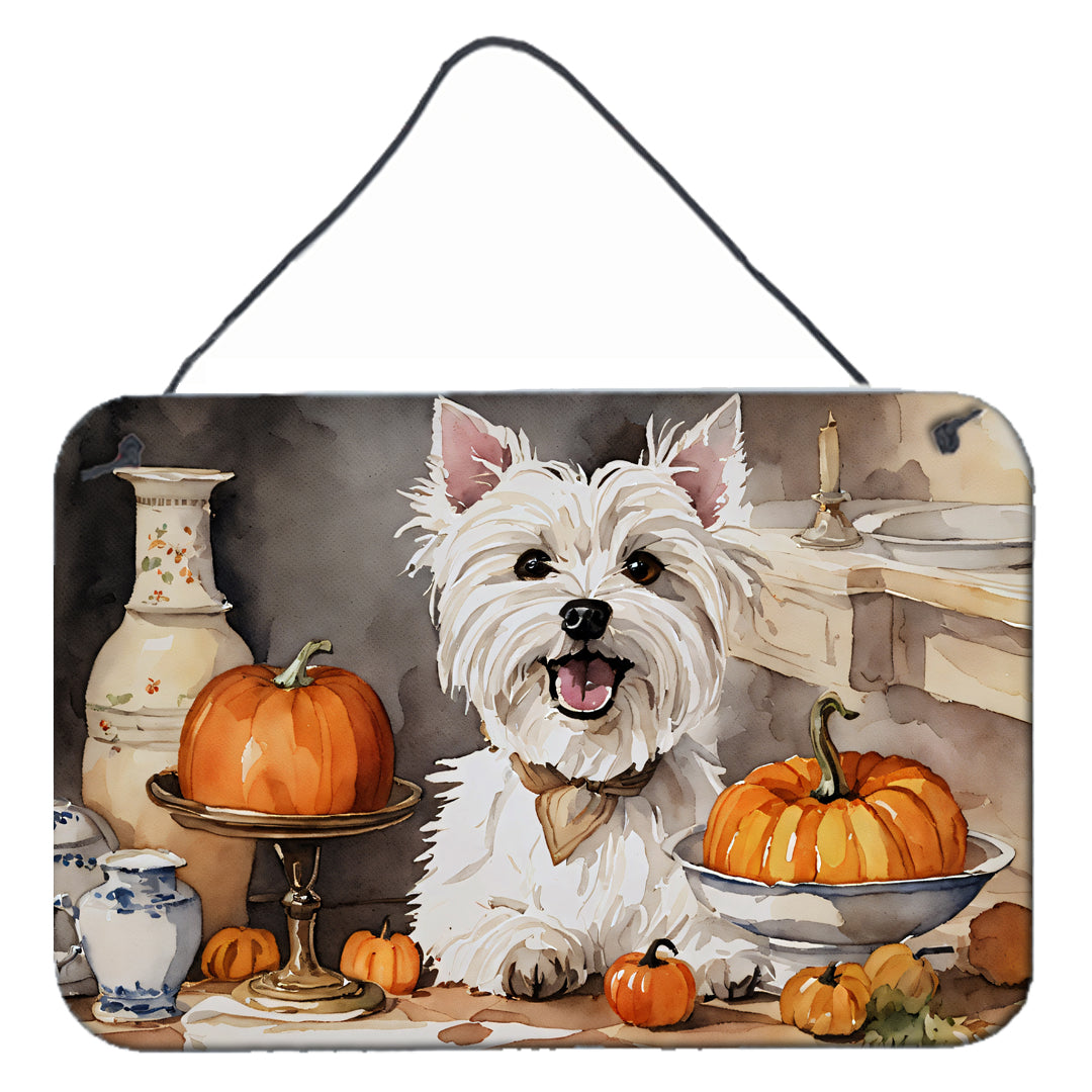 Buy this Westie Fall Kitchen Pumpkins Wall or Door Hanging Prints