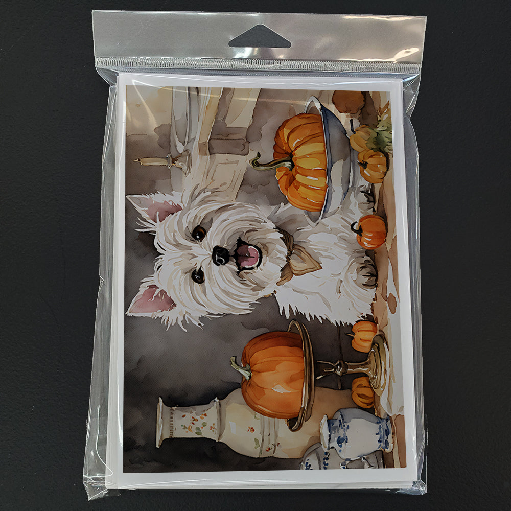 Westie Fall Kitchen Pumpkins Greeting Cards and Envelopes Pack of 8  the-store.com.