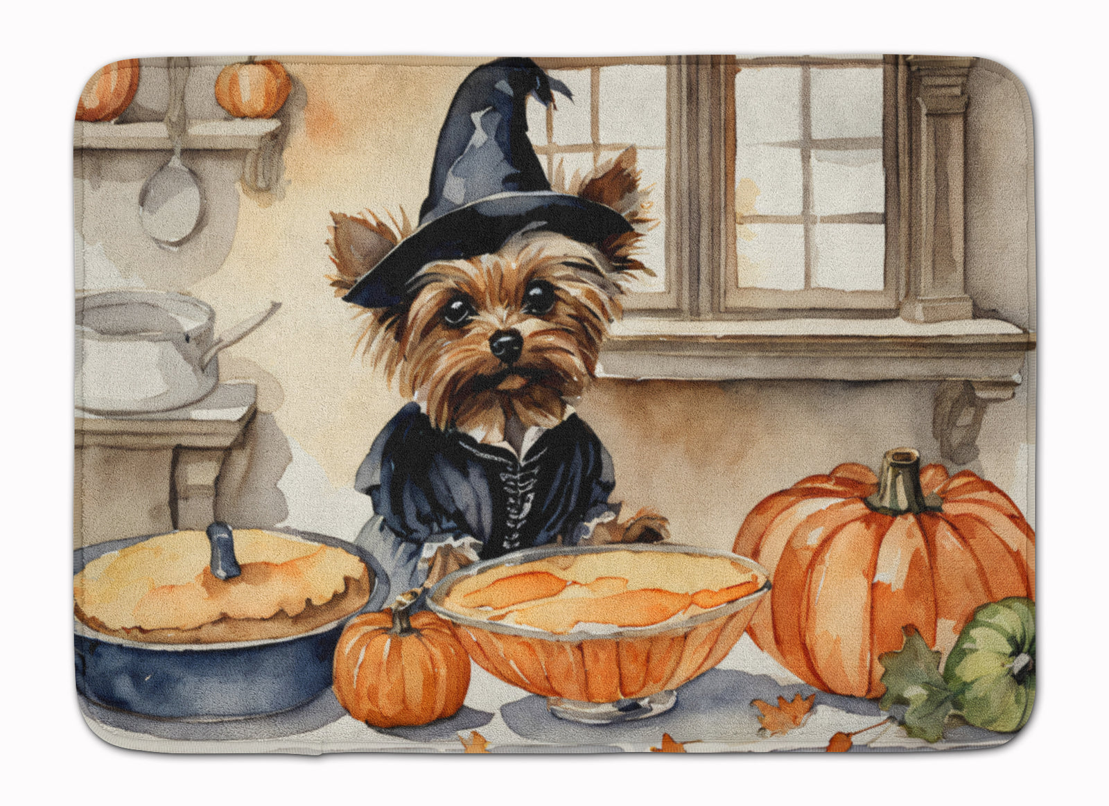 Buy this Yorkie Fall Kitchen Pumpkins Memory Foam Kitchen Mat