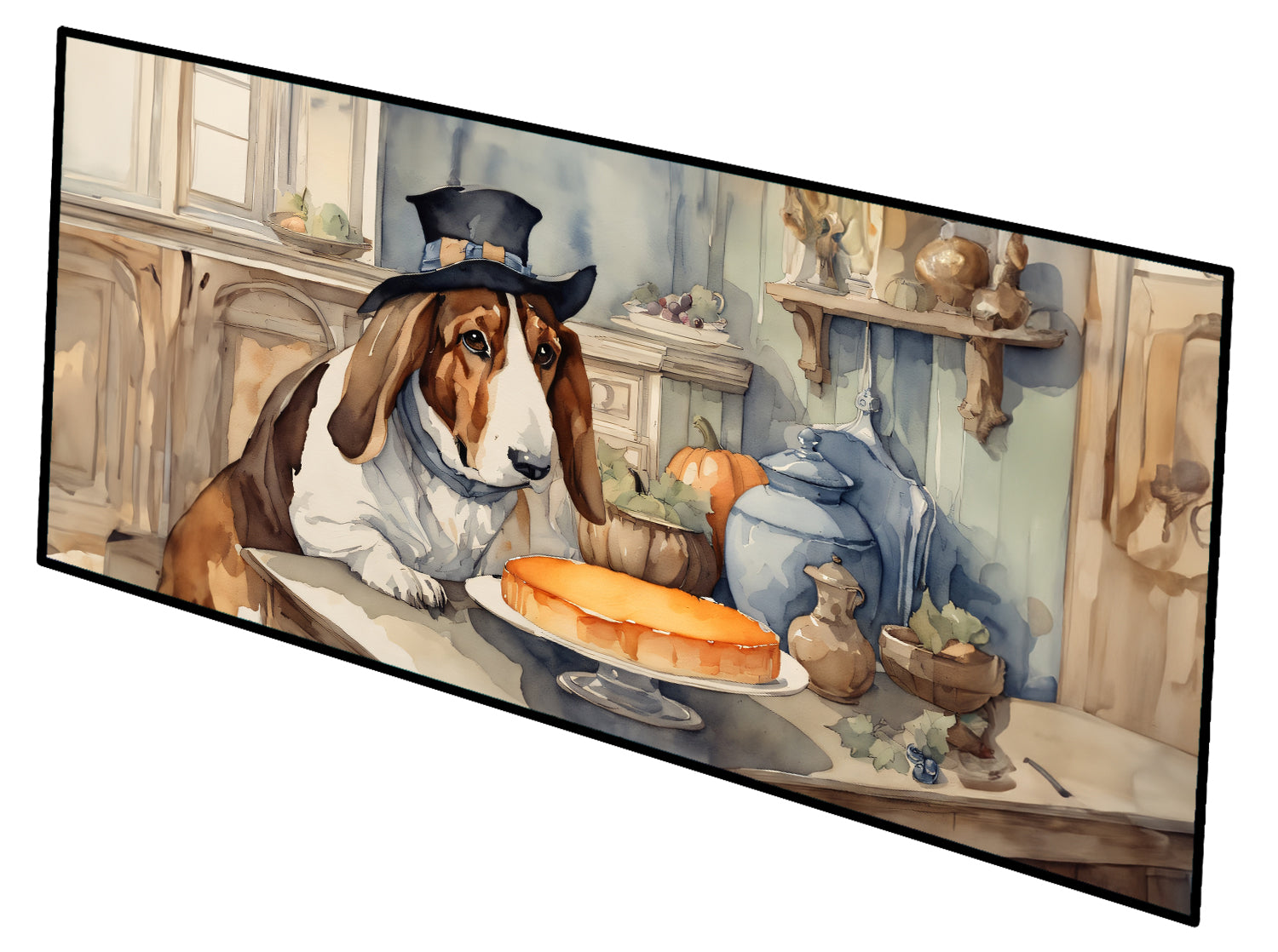 Buy this Basset Hound Fall Kitchen Pumpkins Runner Mat 28x58