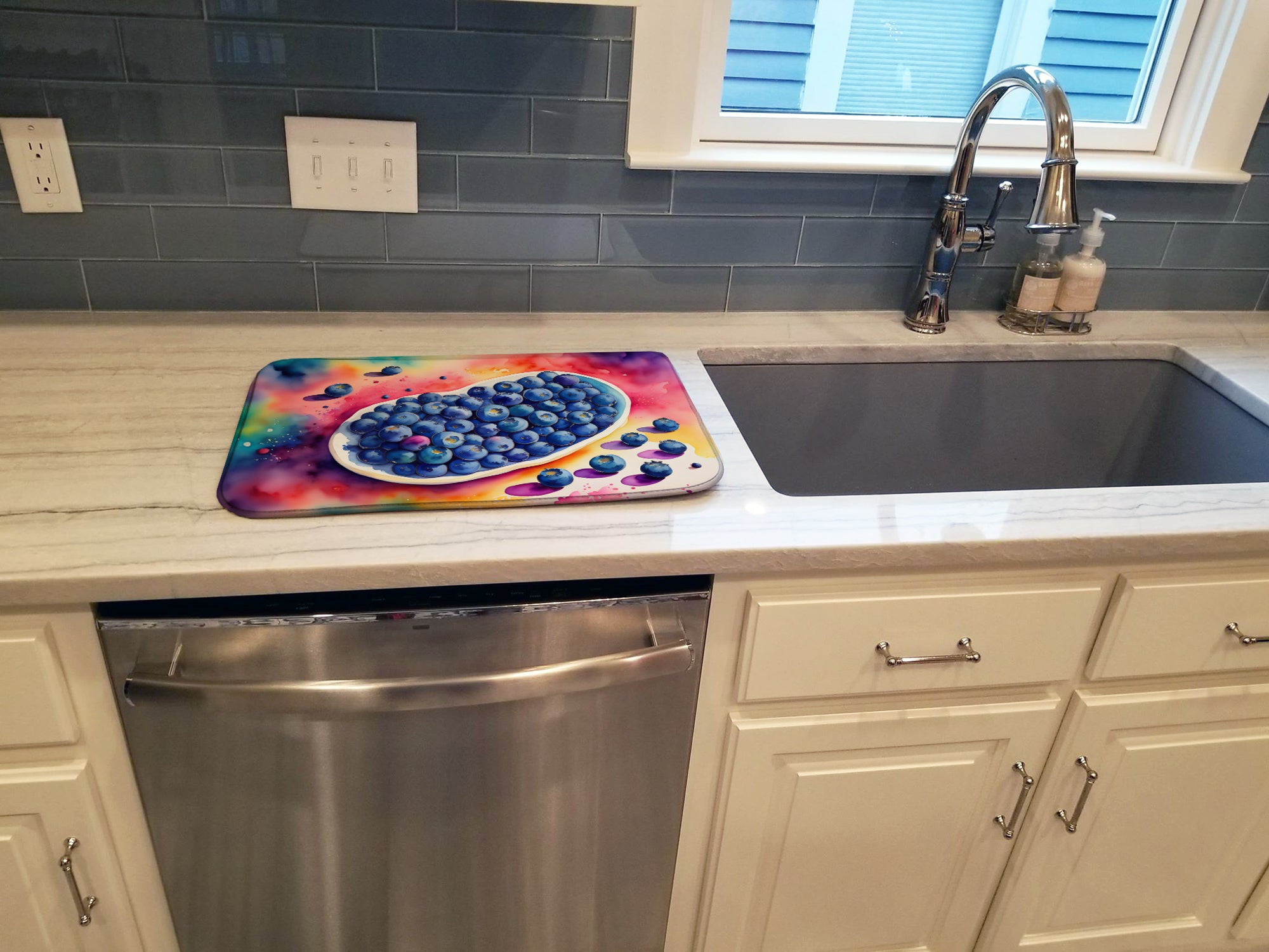 Colorful Blueberries Dish Drying Mat  the-store.com.
