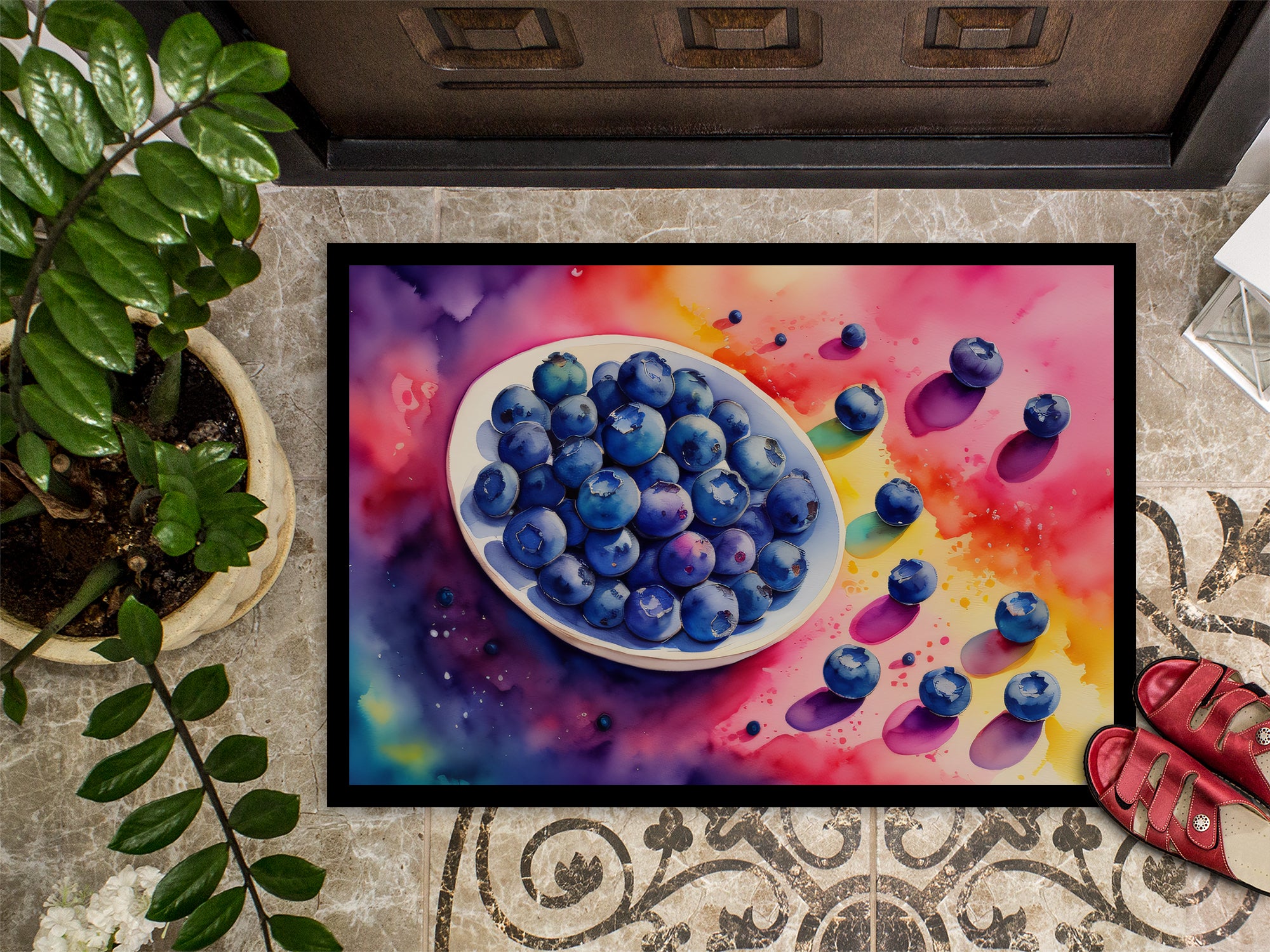Colorful Blueberries Doormat 18x27  the-store.com.