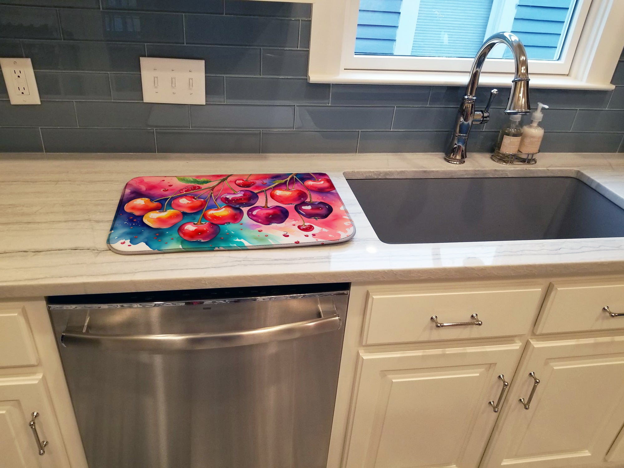 Colorful Cherries Dish Drying Mat