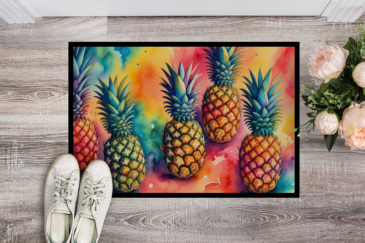 Colorful Pineapples Indoor or Outdoor Mat 24x36  the-store.com.