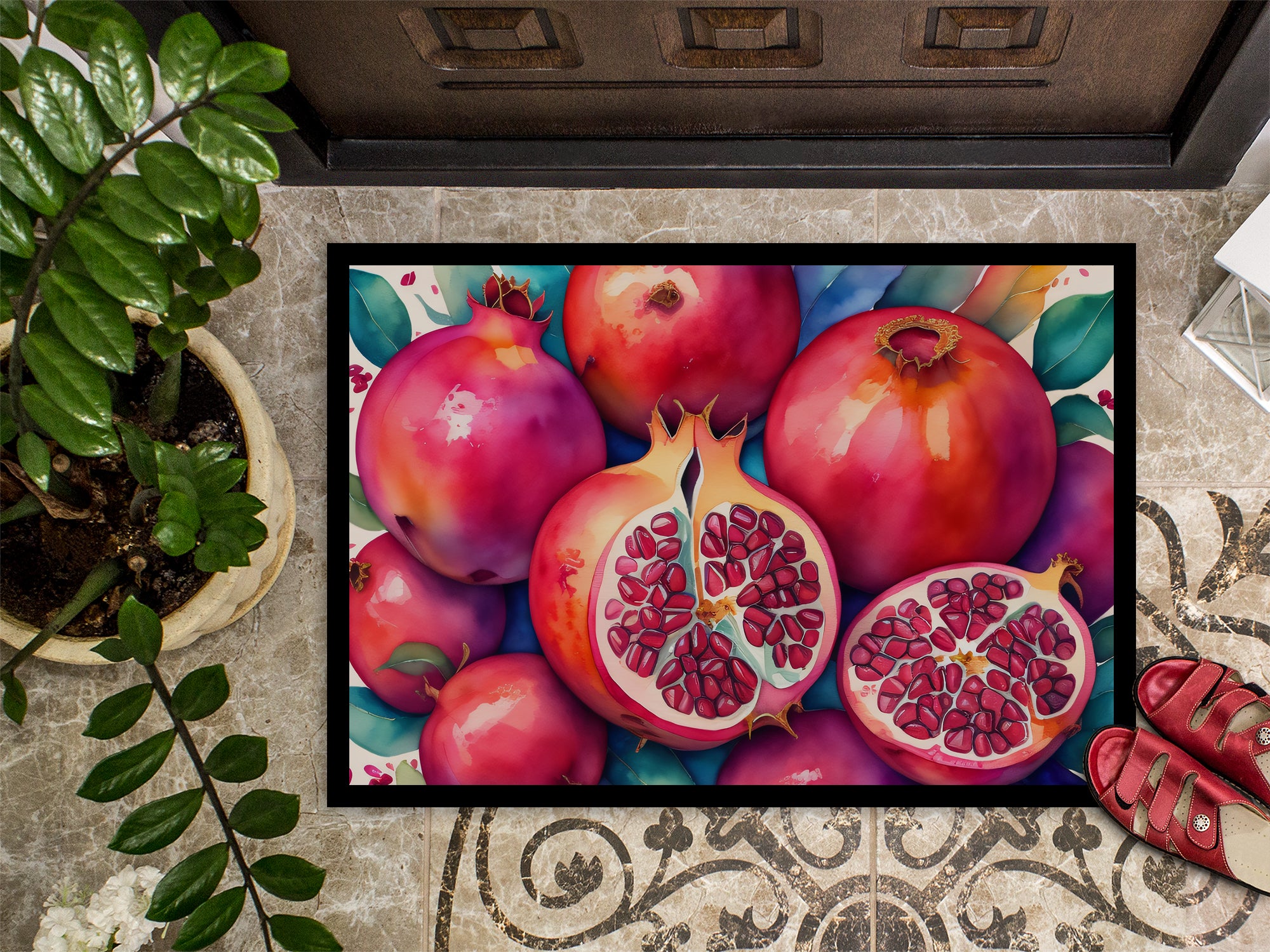 Colorful Pomegranates Indoor or Outdoor Mat 24x36  the-store.com.