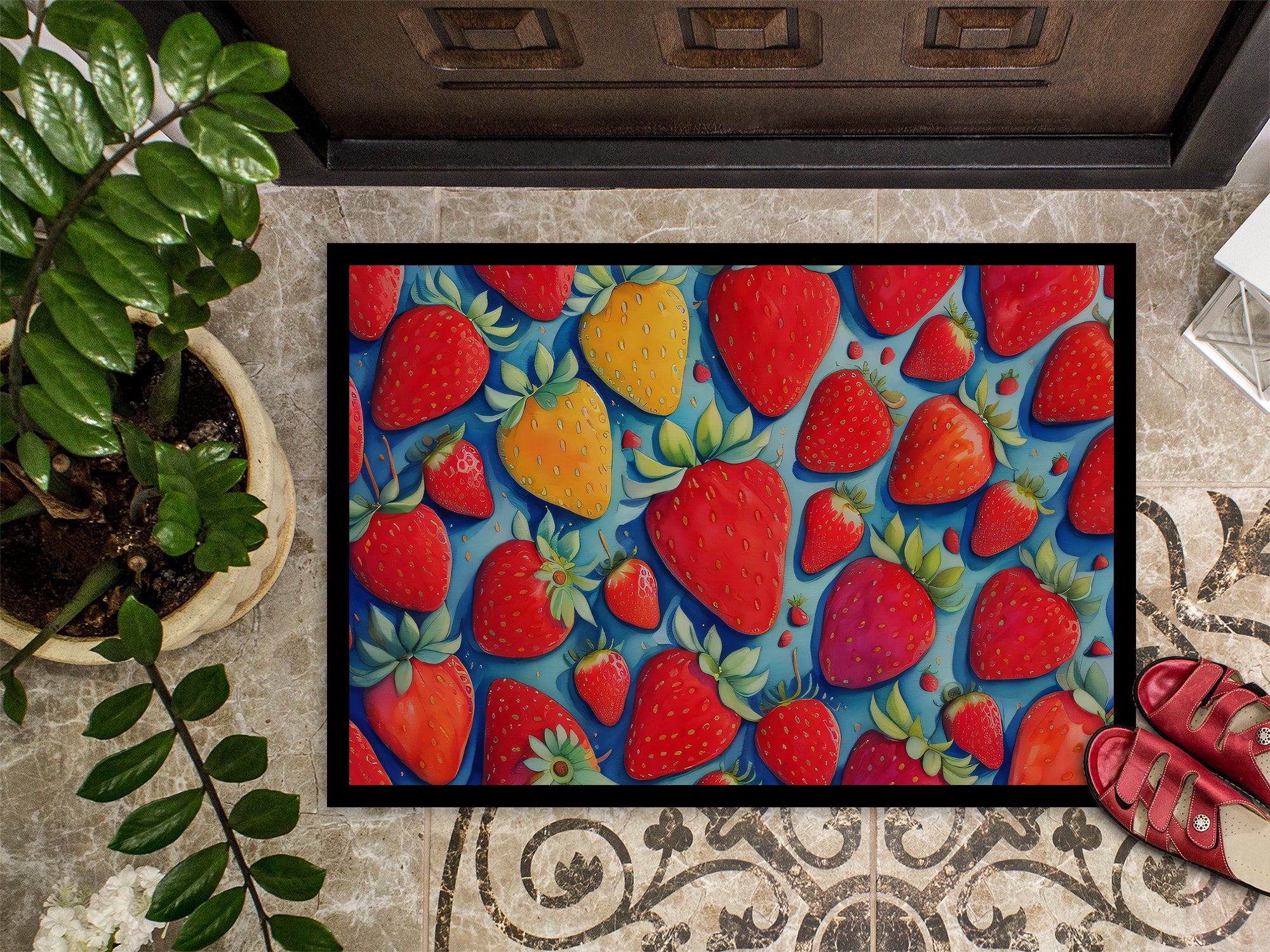 Colorful Strawberries Doormat 18x27