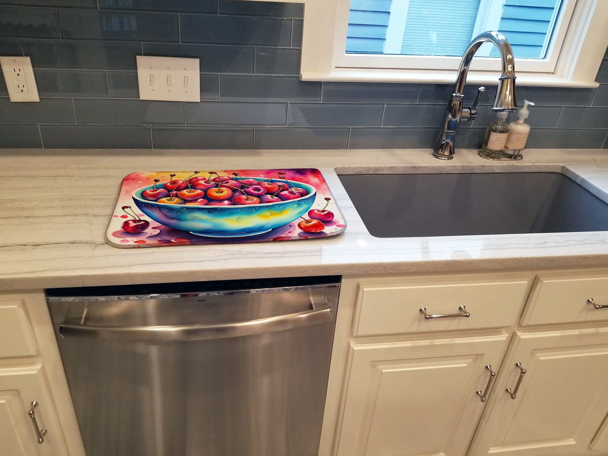 Colorful Cherries Dish Drying Mat