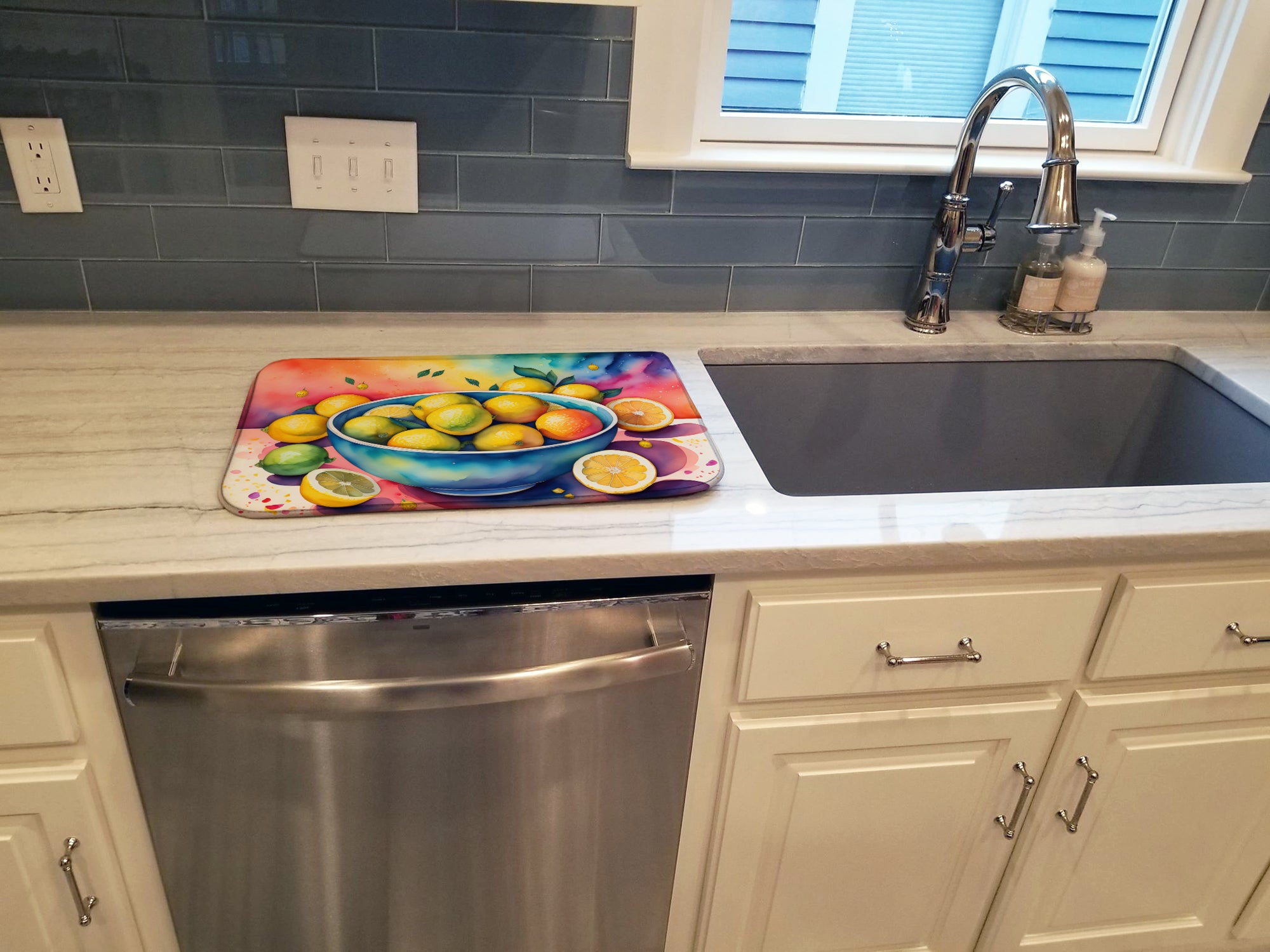 Colorful Lemons Dish Drying Mat