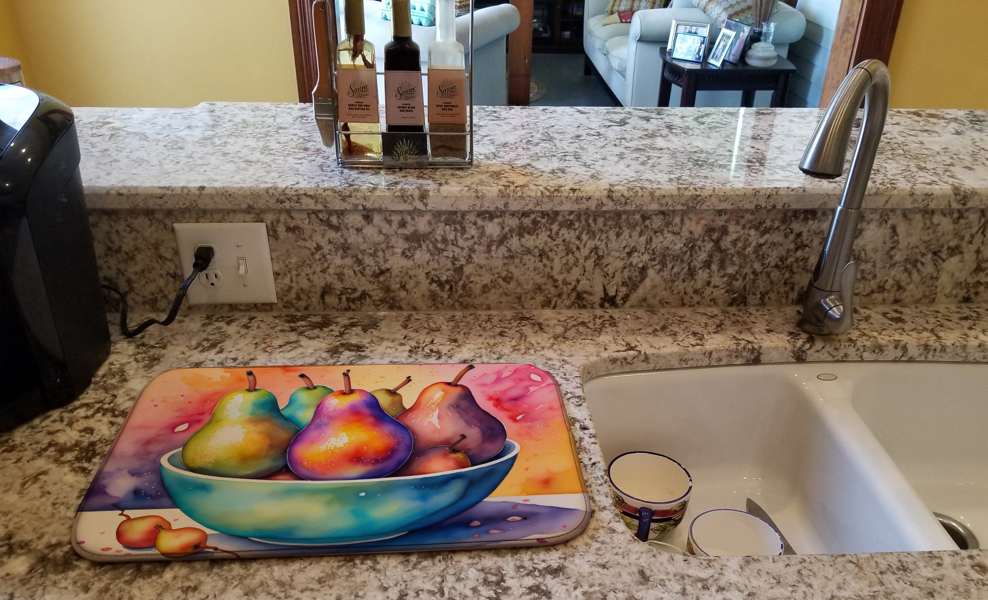 Colorful Pears Dish Drying Mat