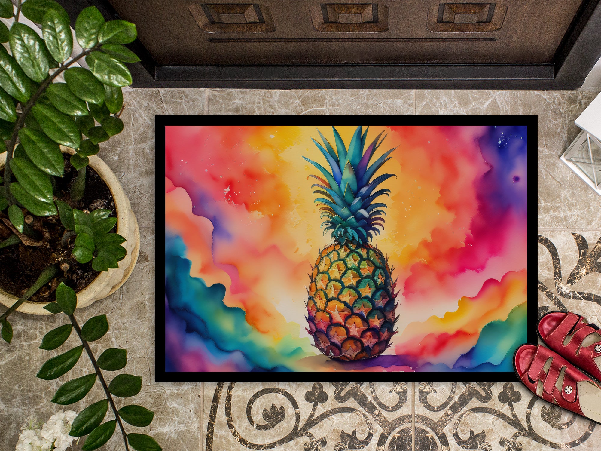 Colorful Pineapple Indoor or Outdoor Mat 24x36  the-store.com.